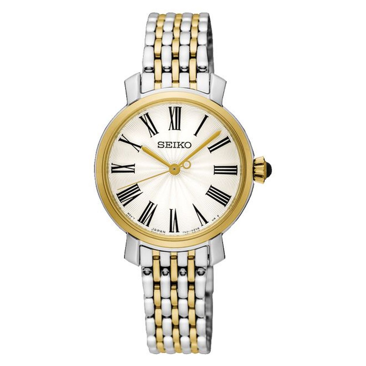 Een prachtig horloge van het merk Seiko in de kleuren zilver en goud.