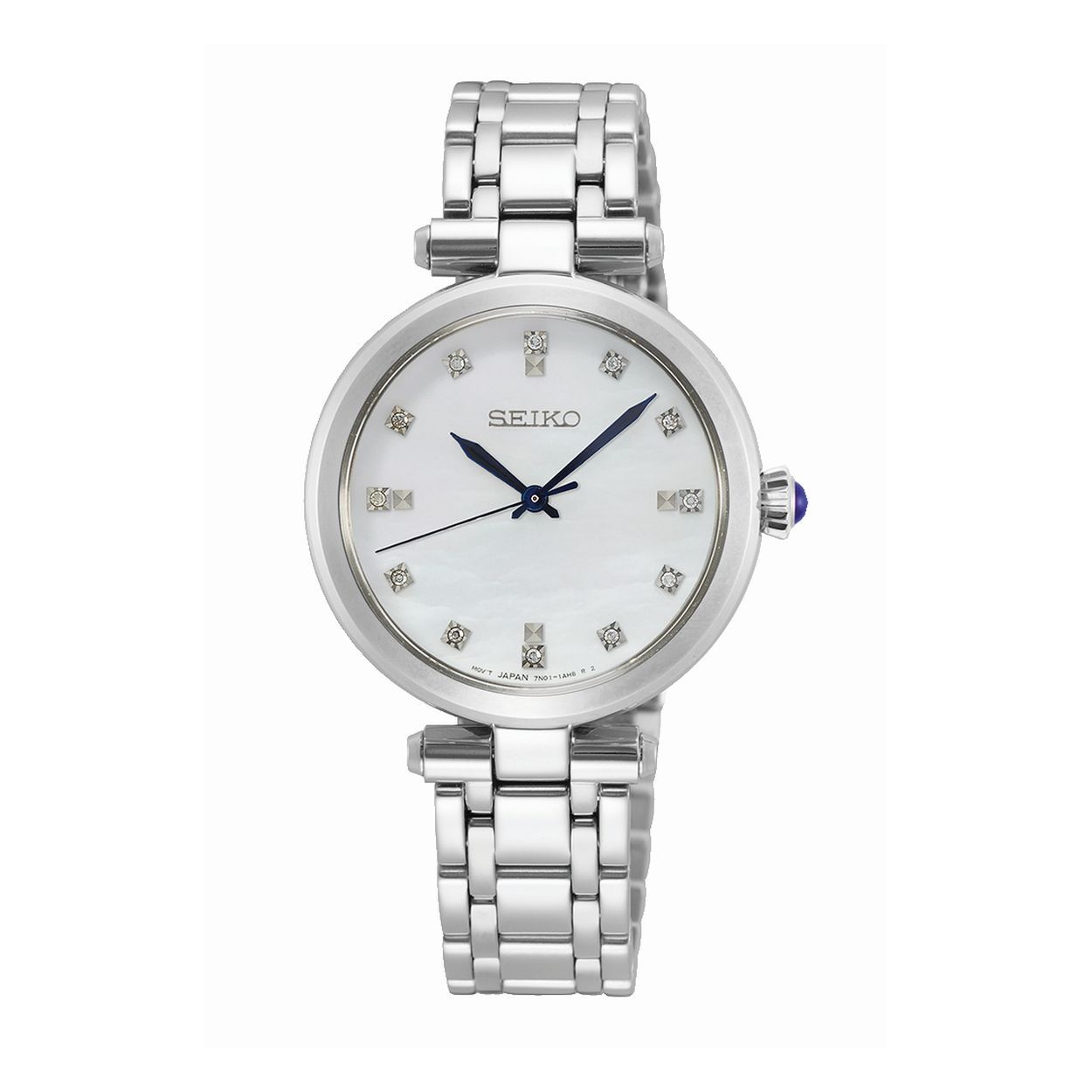 Dit dameshorloge is van het merk Seiko. Het is een chronograaf horloge gemaakt van staal. De diameter van de kast is 36 mm en de kast is 9.9 mm dik.
De verdere specificaties van het horloge zijn als volgt:
Glassoort: saffier glas
Bandbreedte: 20
Kastmateriaal: staal
Waterdichtheid: 10 ATM
Techniek: quartz