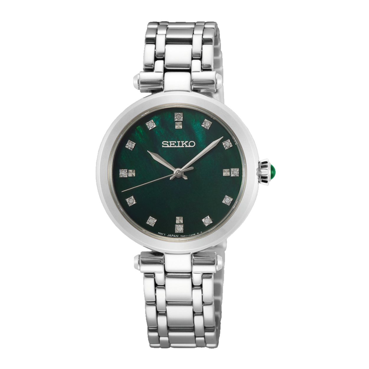 Dit dameshorloge is van het merk Seiko. Het is een analoog horloge gemaakt van staal. De diameter van de kast is 30 mm en de kast is 6.5 mm dik.
De verdere specificaties van het horloge zijn als volgt:
Glassoort: saffier glas
Bandbreedte: 13
Kastmateriaal: staal
Waterdichtheid: 5 ATM
Techniek: quartz