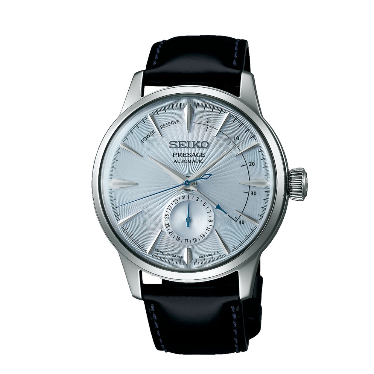 Alle mechanische 4R kalibers van Seiko Presage zijn automatische horloges waarbij handopwinding ook mogelijk is. Het Presage 4R kaliber wordt in Japan gemaakt en wordt kwalitatief hoogwaardig afgewerkt met een fraaie goudkleurige rotor.

De sunray wijzerplaten hebben een diep reliëfpatroon, waarvan de glinsterende schoonheid wordt versterkt door een afwerking van zeven laklaagjes. De wijzers zijn op uiterst delicate wijze met de hand gebogen om de kast een slanker profiel te bezorgen. De verborgen kracht van het kaliber wordt pas tastbaar tijdens het draaien van de uniek gevormde kroon.

De basis onder elk Presage horloge wordt gevormd door de waardevolle erfenis van meer dan een eeuw horlogemakerervaring. Geïllustreerd door het bijzondere feit dat letterlijk elk onderdeel van een Presage horloge in eigen huis wordt vervaardigd! Presage staat niet voor niets voor 'Fine mechanical watchmaking, from Japan'.
