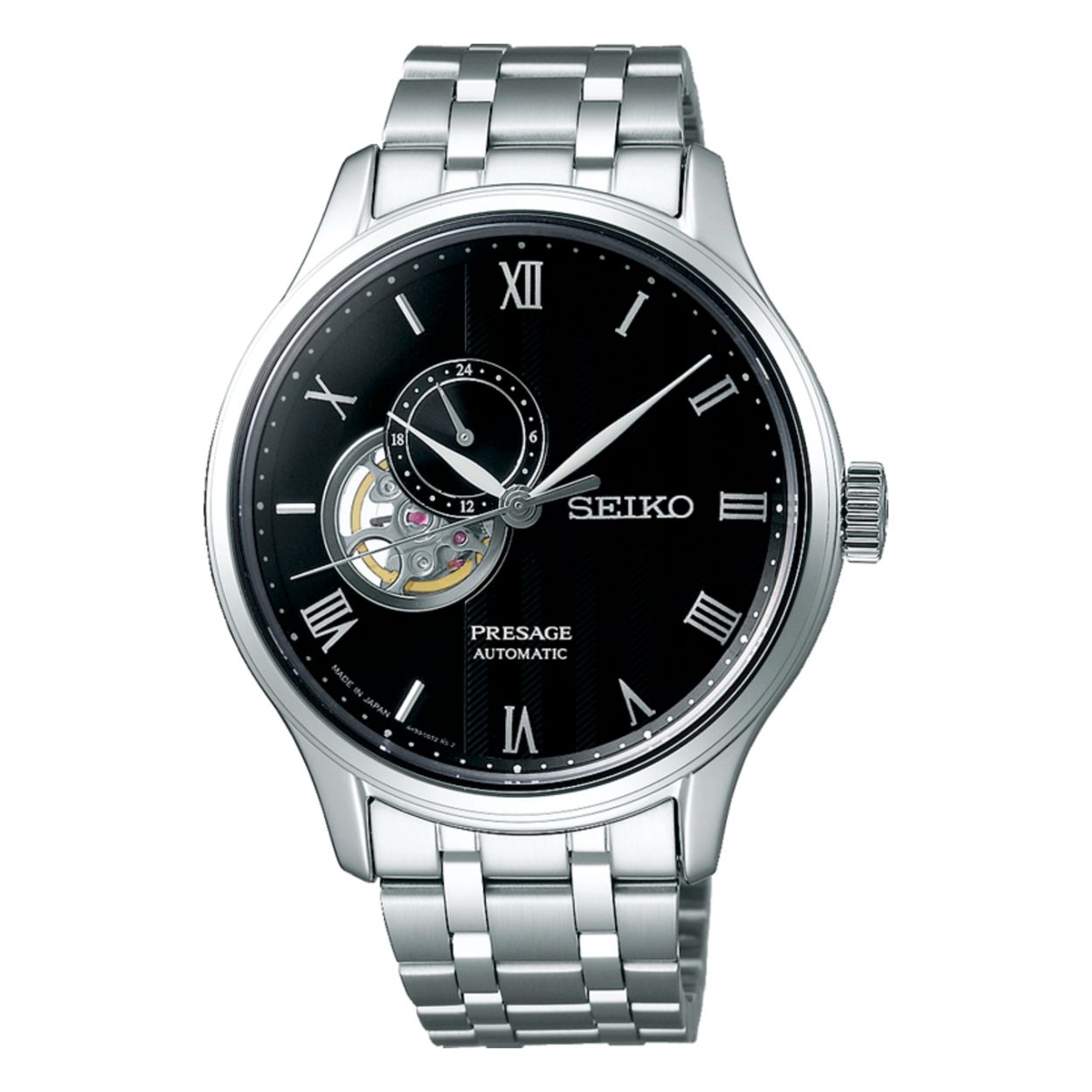 Dit herenhorloge is van het merk Seiko. Het is een analoog horloge gemaakt van staal. De diameter van de kast is 41.8 mm en de kast is 13 mm dik.
De verdere specificaties van het horloge zijn als volgt:
Glassoort: saffier glas
Bandbreedte: 18
Kastmateriaal: staal
Waterdichtheid: 3 ATM
Techniek: automaat