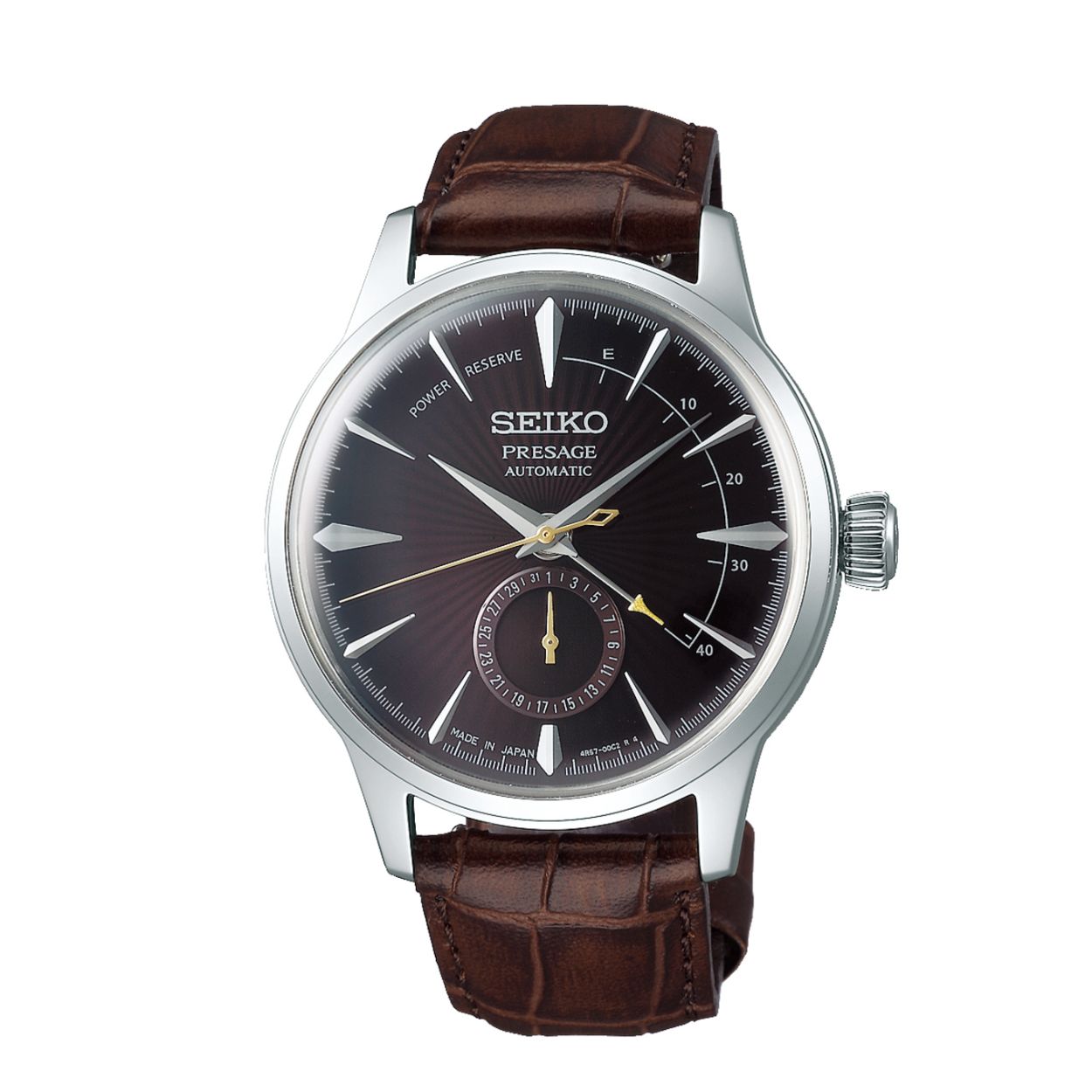 Dit herenhorloge is van het merk Seiko. Het is een analoog horloge gemaakt van leer. De diameter van de kast is 40.5 mm en de kast is 15 mm dik.
De verdere specificaties van het horloge zijn als volgt:
Glassoort: hardlex mineraal glas
Bandbreedte: 17
Kastmateriaal: staal
Waterdichtheid: 5 ATM
Techniek: automaat