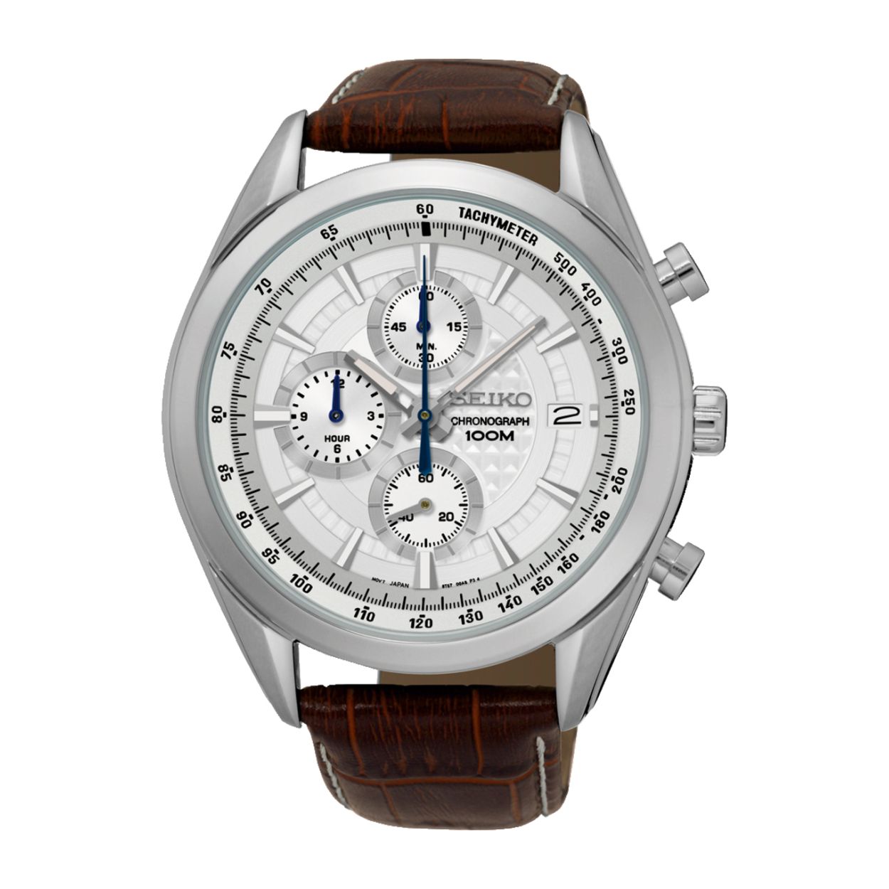 Dit herenhorloge is van het merk Seiko. Het is een chronograaf horloge gemaakt van staal. De diameter van de kast is 44.9 mm en de kast is 12.1 mm dik.
De verdere specificaties van het horloge zijn als volgt:
Glassoort: hardlex mineraal glas
Bandbreedte: 20
Kastmateriaal: staal
Waterdichtheid: 10 ATM
Techniek: quartz