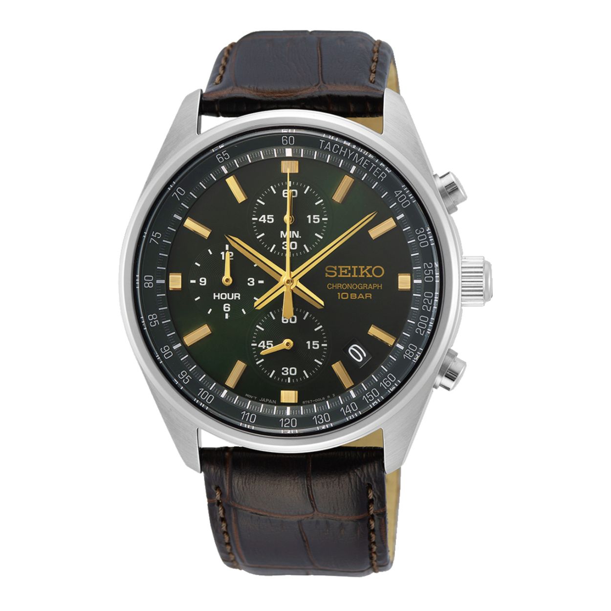 Het is een chronograaf horloge gemaakt van staal. De diameter van de kast is 41.5 mm en de kast is 12 mm dik.
De verdere specificaties van het horloge zijn als volgt:
Glassoort: hardlex mineraal glas
Bandbreedte: 18
Kastmateriaal: staal
Waterdichtheid: 10 ATM
Techniek: quartz