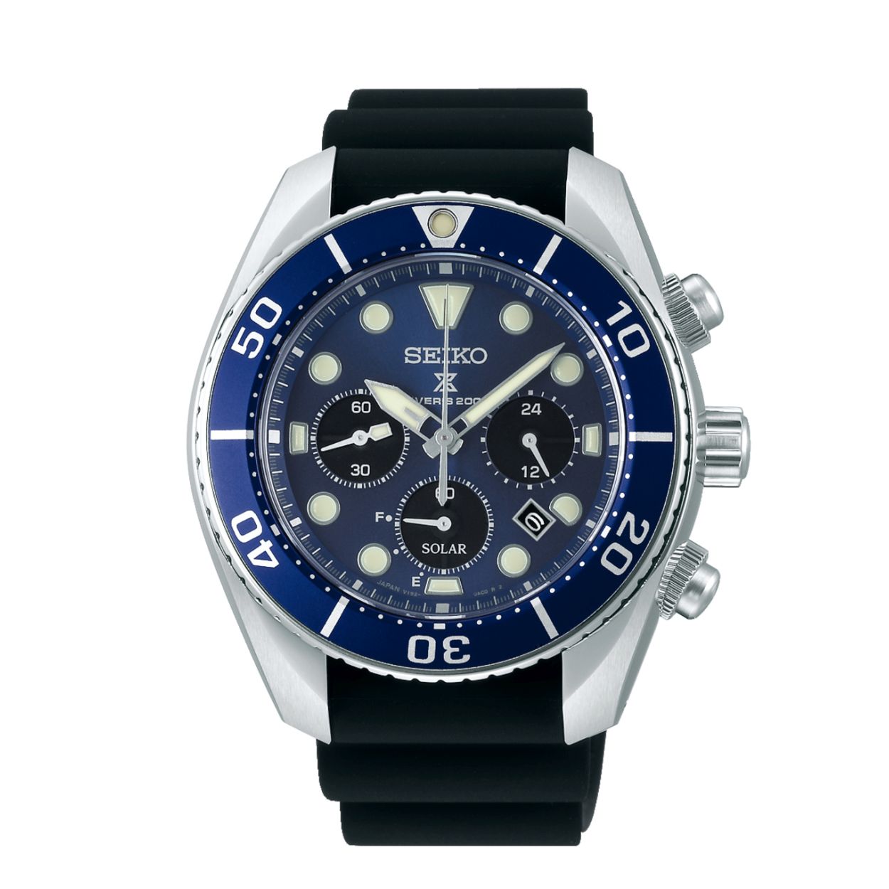 Dit herenhorloge is van het merk Seiko. Het is een chronograaf horloge gemaakt van siliconen. De diameter van de kast is 44.5 mm en de kast is 14 mm dik.
De verdere specificaties van het horloge zijn als volgt:
Glassoort: saffier glas
Bandbreedte: 20
Kastmateriaal: staal
Waterdichtheid: 20 ATM
Techniek: solar