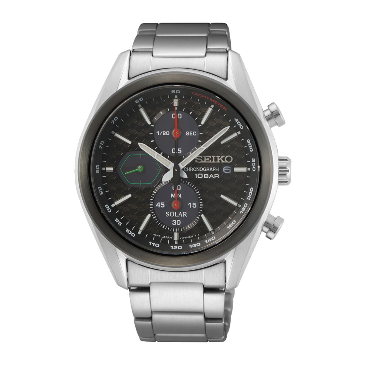 Seiko - Chrono Solar. 100m WR met saffierglas. Cal.V176