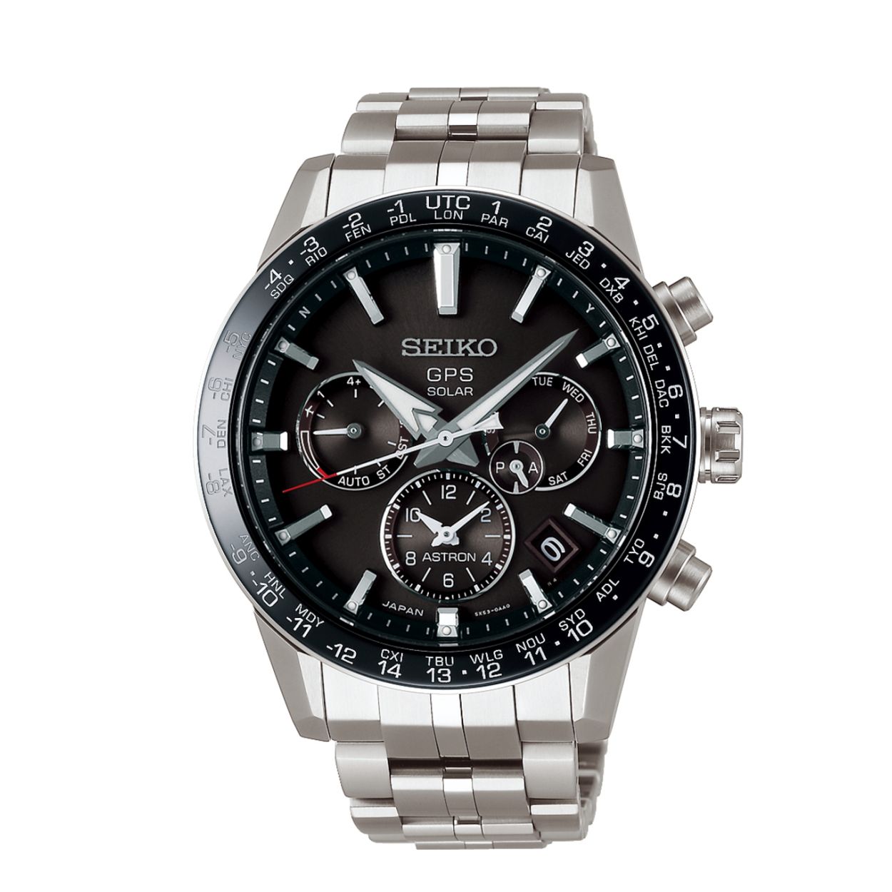 Dit herenhorloge is van het merk Seiko. Het is een duo timer horloge gemaakt van titanium. De diameter van de kast is 42.9 mm en de kast is 12.5 mm dik.
De verdere specificaties van het horloge zijn als volgt:
Glassoort: saffier glas
Bandbreedte: 18
Kastmateriaal: staal
Waterdichtheid: 10 ATM
Techniek: solar
