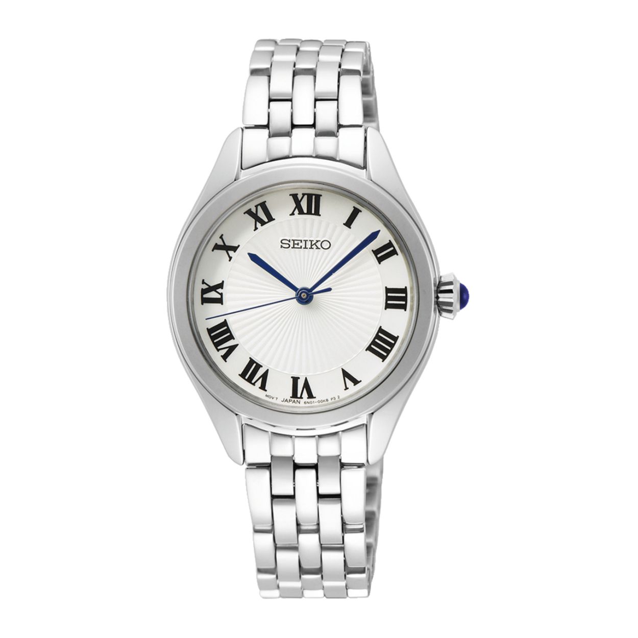 Dit herenhorloge is van het merk Seiko. Het is een analoog horloge gemaakt van staal. De diameter van de kast is 36 mm en de kast is 9 mm dik.
De verdere specificaties van het horloge zijn als volgt:
Glassoort: saffier glas
Bandbreedte: 18
Kastmateriaal: staal
Waterdichtheid: 10 ATM
Techniek: quartz