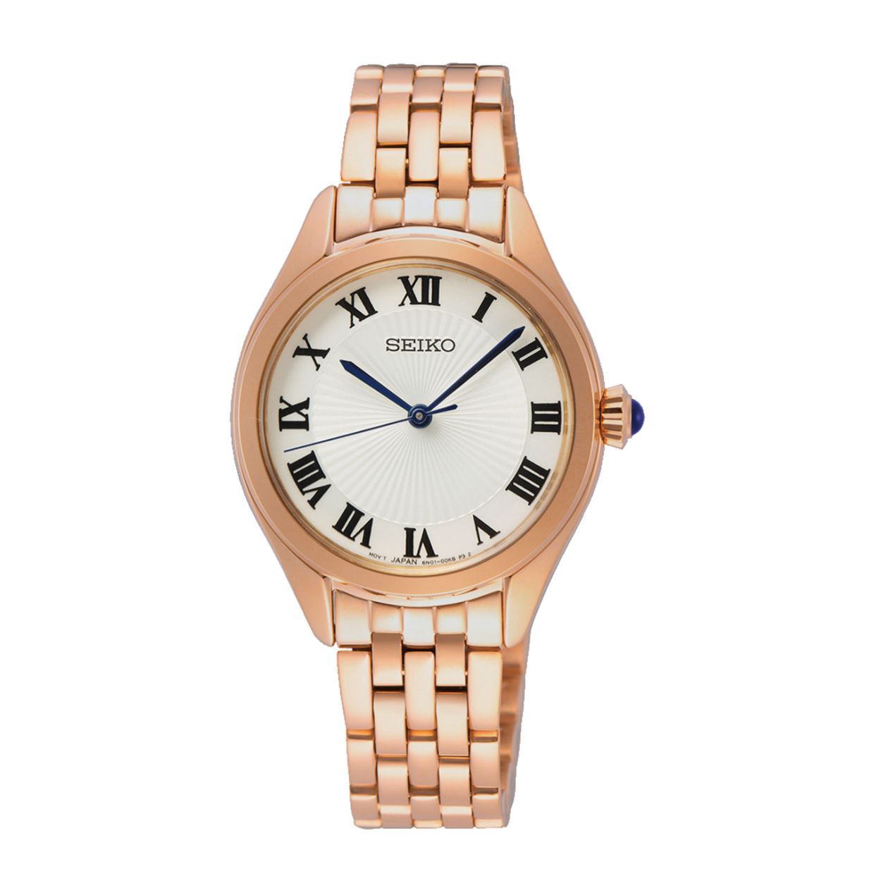 Dit dameshorloge is van het merk Seiko. Het is een analoog horloge gemaakt van staal. De diameter van de kast is 29 mm en de kast is 7 mm dik.
De verdere specificaties van het horloge zijn als volgt:
Glassoort: hardlex mineraal glas
Bandbreedte: 12
Kastmateriaal: staal
Waterdichtheid: 5 ATM
Techniek: quartz
