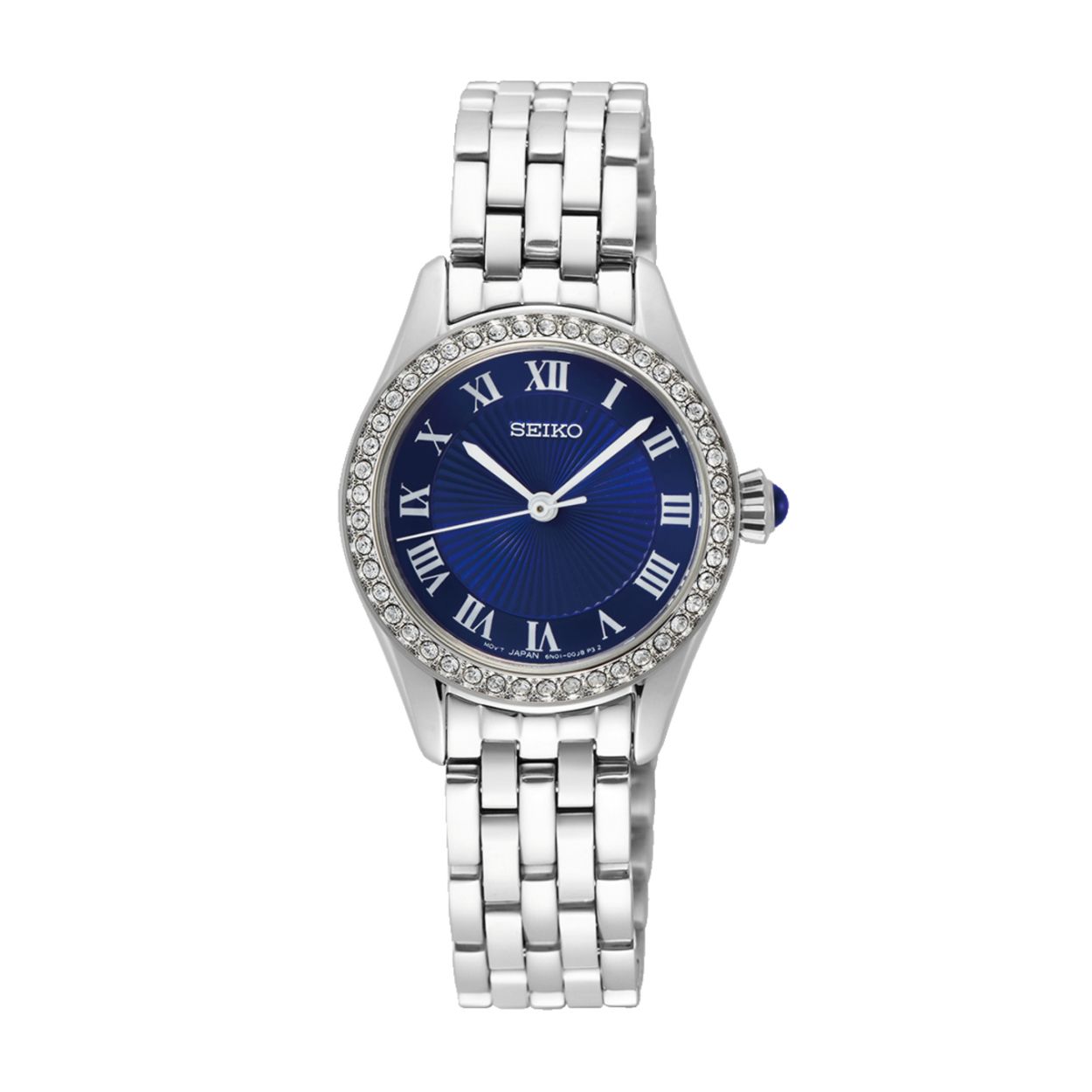 Dit dameshorloge is van het merk Seiko. Het is een analoog horloge gemaakt van staal. De diameter van de kast is 29 mm en de kast is 7 mm dik.
De verdere specificaties van het horloge zijn als volgt:
Glassoort: hardlex mineraal glas
Bandbreedte: 12
Kastmateriaal: staal
Waterdichtheid: 5 ATM
Techniek: quartz
