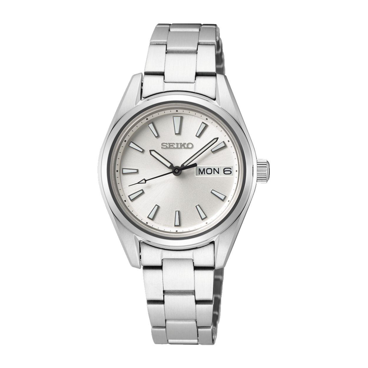 Dit dameshorloge is van het merk Seiko. Het is een analoog horloge gemaakt van staal. De diameter van de kast is 29.8 mm en de kast is 8.5 mm dik.
De verdere specificaties van het horloge zijn als volgt:
Glassoort: saffier glas
Bandbreedte: 12
Kastmateriaal: staal
Waterdichtheid: 10 ATM
Techniek: quartz