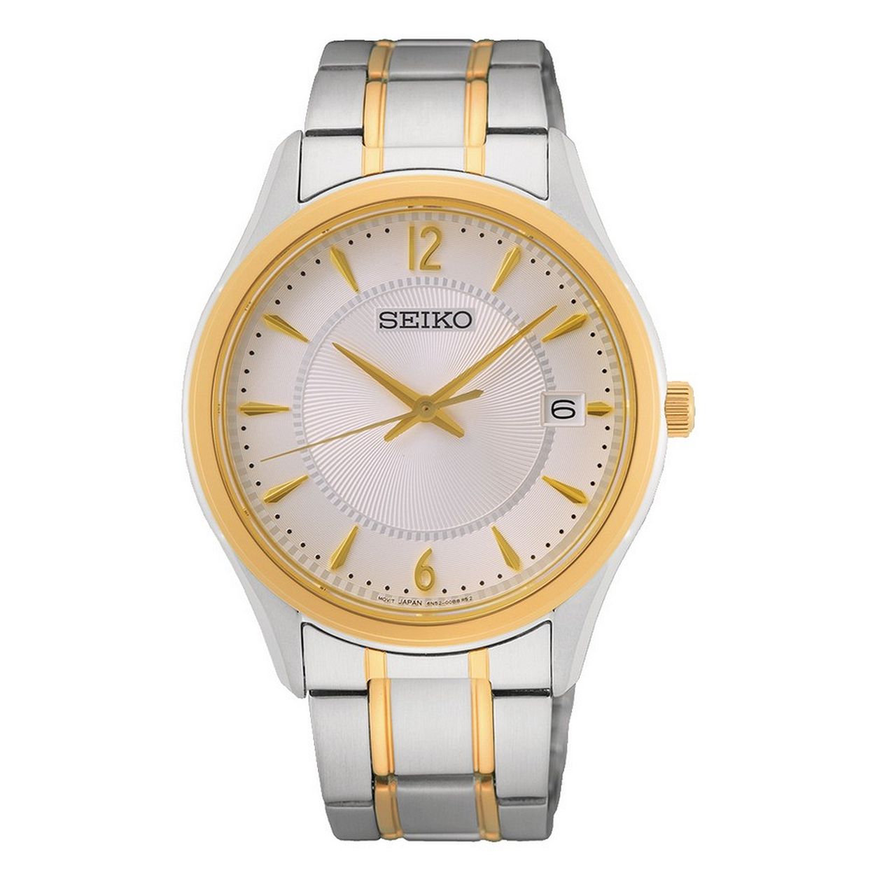 Seiko SUR468P1 horloge beschikt over een quartz uurwerk en een prachtige tweekleurige band. De kleur van de kast van dit herenhorloge is tweekleurig. Het glas van dit horloge is gemaakt van een sterk saffier glas glas. Dit prachtige horloge van Seiko is gemaakt van staal. Met een kastgrootte van 39,4 mm en een dikte van 8 mm past dit horloge u vast leuk. De wijzerplaat is in de kleur wit.