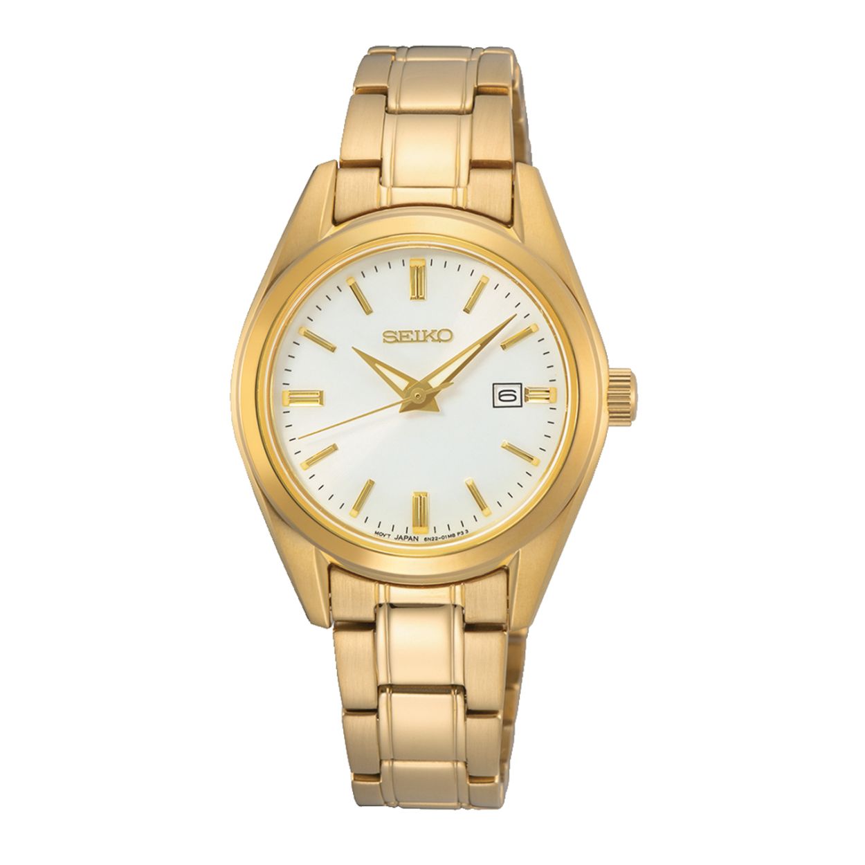 Dit dameshorloge is van het merk Seiko. Het is een analoog horloge gemaakt van staal. De diameter van de kast is 29.2 mm en de kast is 8 mm dik.
De verdere specificaties van het horloge zijn als volgt:
Glassoort: hardlex mineraal glas
Bandbreedte: 13
Kastmateriaal: staal
Waterdichtheid: 5 ATM
Techniek: quartz