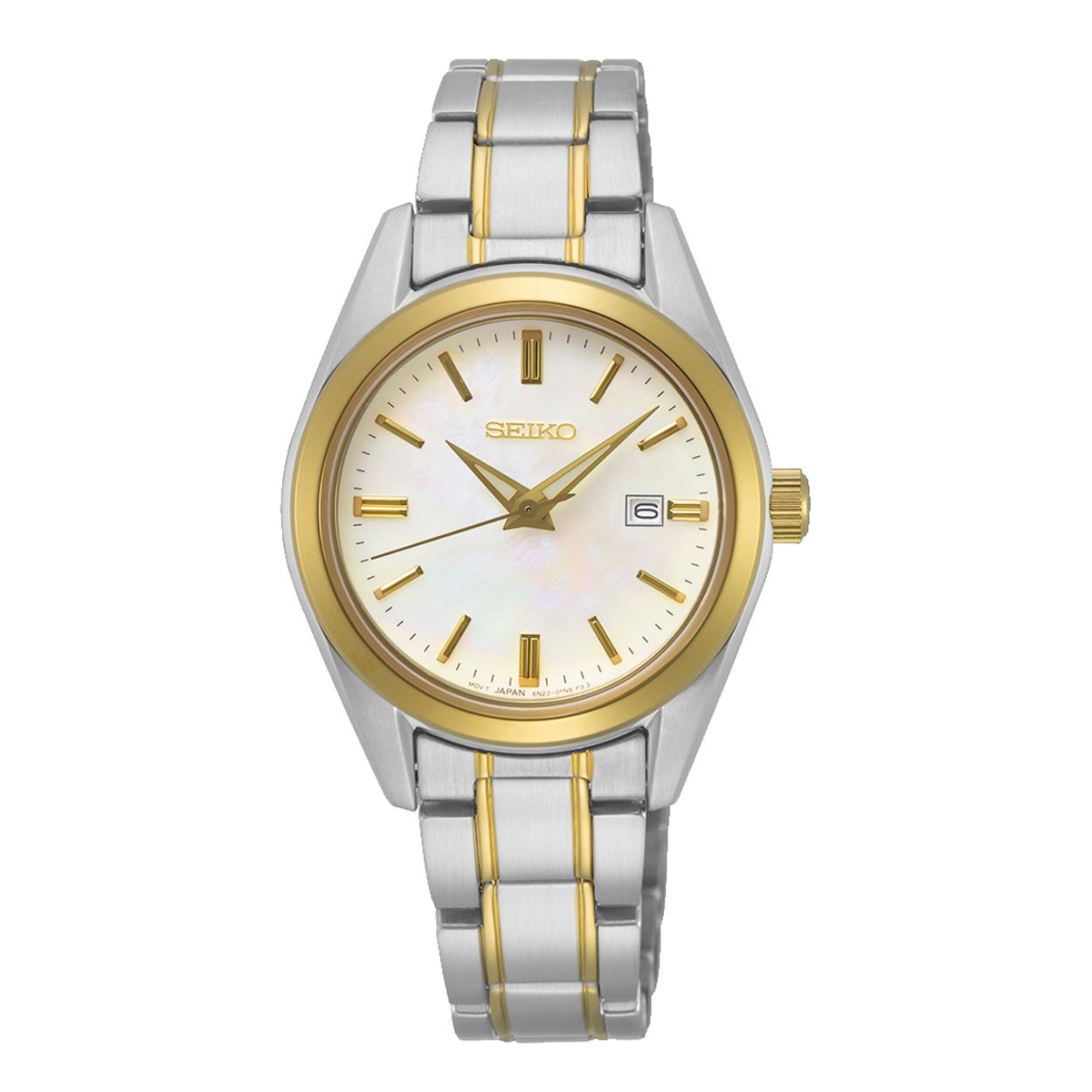 Dit dameshorloge is van het merk Seiko. Het is een analoog horloge gemaakt van staal. De diameter van de kast is 29.2 mm en de kast is 8 mm dik.
De verdere specificaties van het horloge zijn als volgt:
Glassoort: hardlex mineraal glas
Bandbreedte: 13
Kastmateriaal: staal
Waterdichtheid: 5 ATM
Techniek: quartz