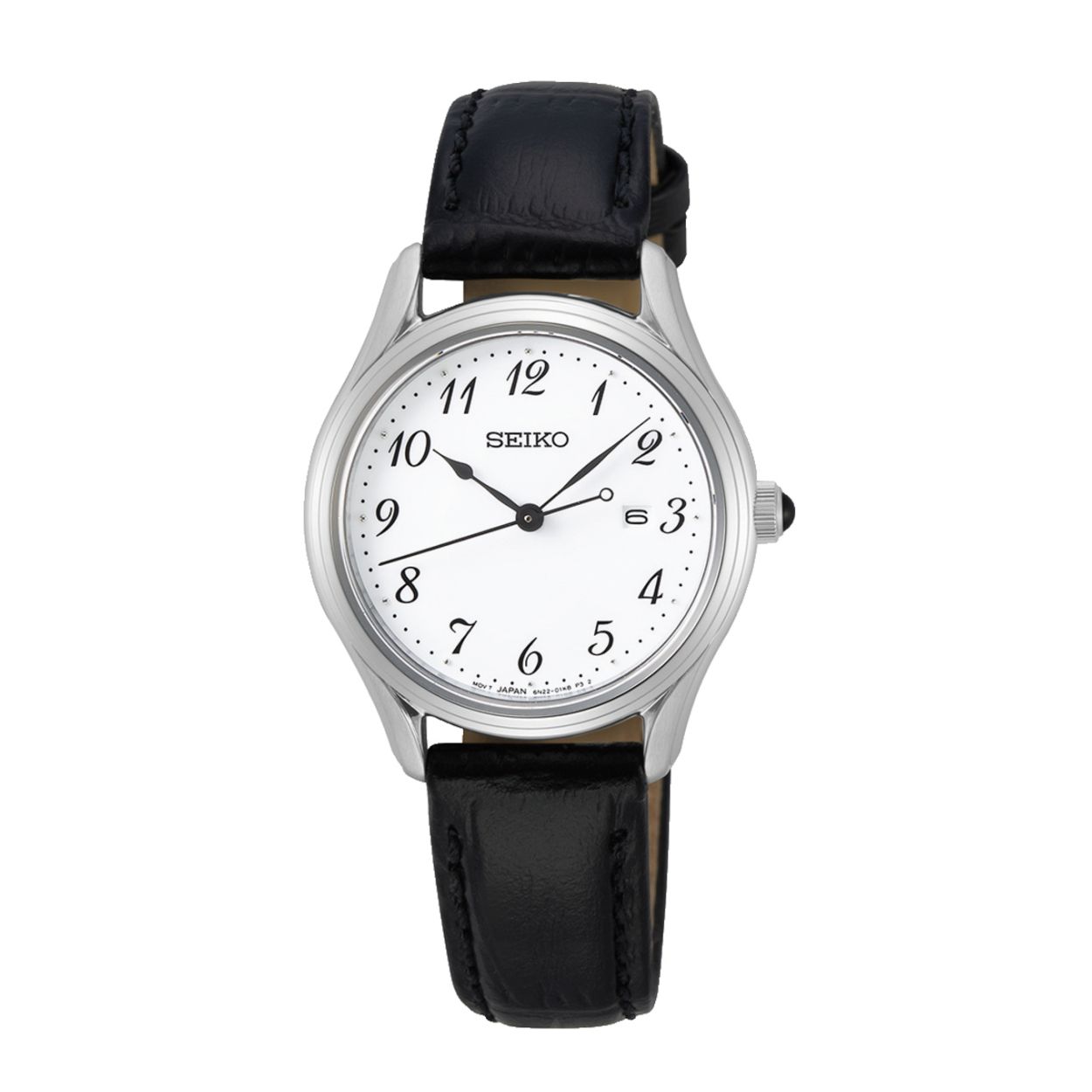 Dit dameshorloge is van het merk Seiko. Het is een analoog horloge gemaakt van staal. De diameter van de kast is 29.8 mm en de kast is 8.5 mm dik.
De verdere specificaties van het horloge zijn als volgt:
Glassoort: saffier glas
Bandbreedte: 14
Kastmateriaal: staal
Waterdichtheid: 10 ATM
Techniek: quartz