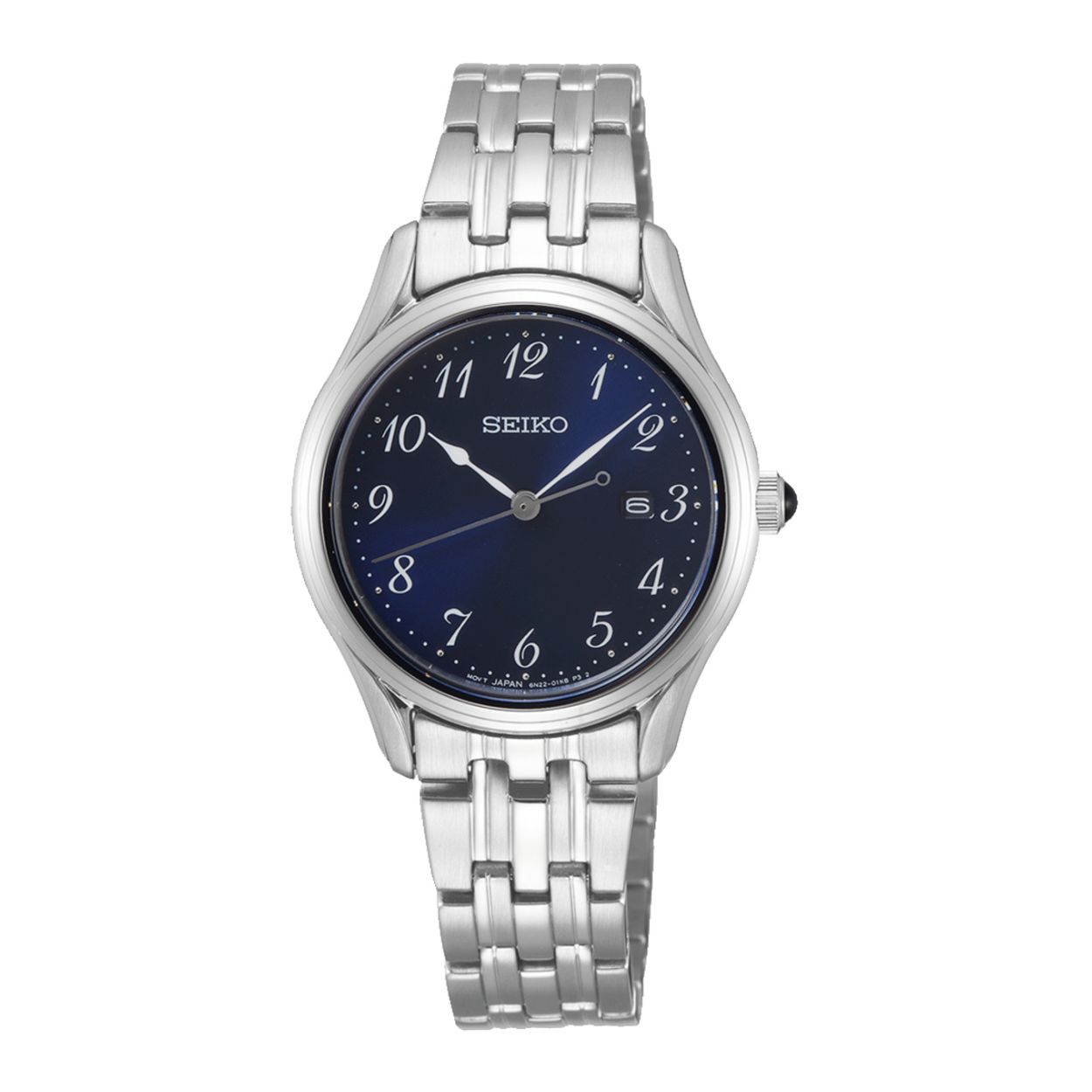 Dit dameshorloge is van het merk Seiko. Het is een analoog horloge gemaakt van staal. De diameter van de kast is 29.8 mm en de kast is 8.5 mm dik.
De verdere specificaties van het horloge zijn als volgt:
Glassoort: saffier glas
Bandbreedte: 14
Kastmateriaal: staal
Waterdichtheid: 10 ATM
Techniek: quartz