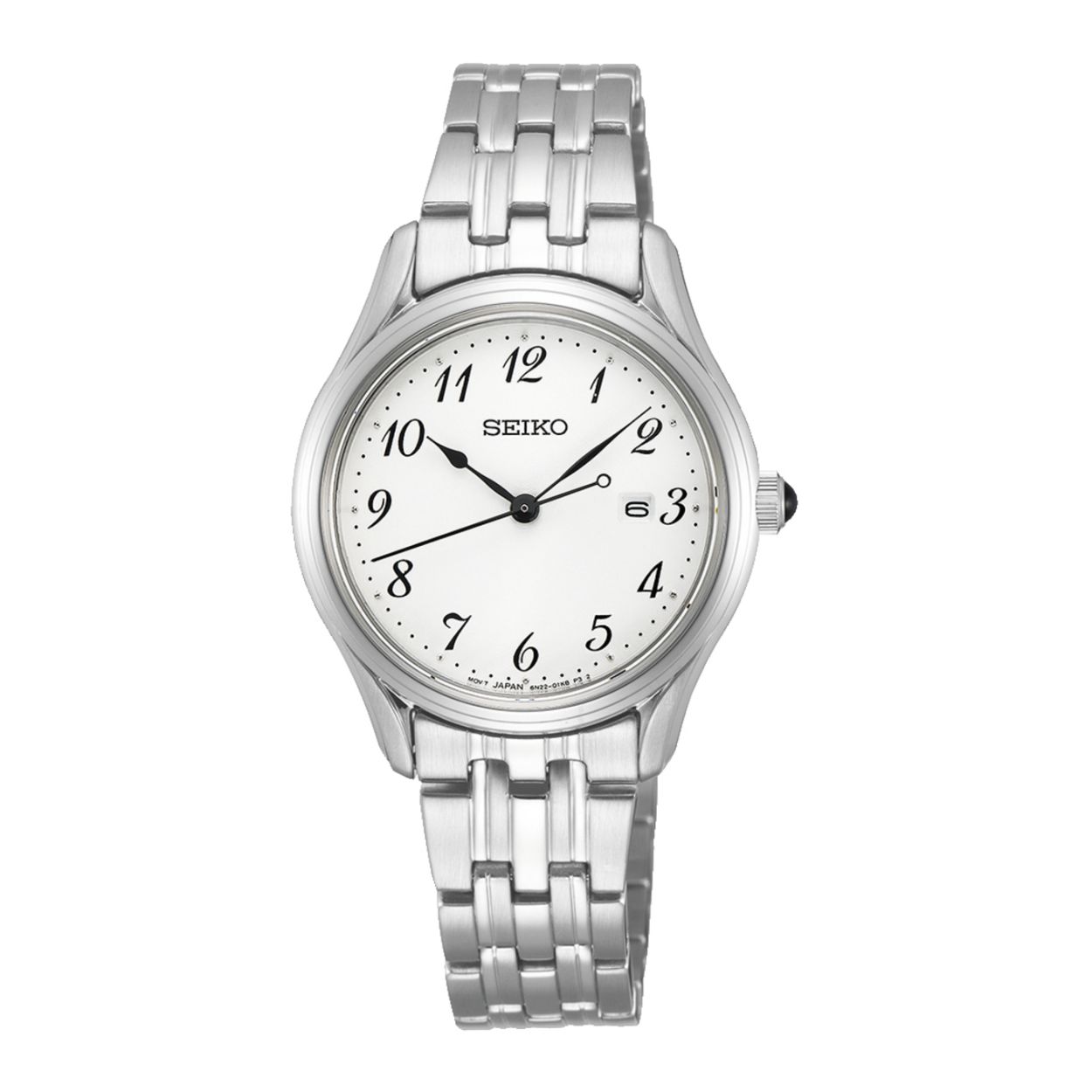 Dit dameshorloge is van het merk Seiko. Het is een analoog horloge gemaakt van leer. De diameter van de kast is 29 mm en de kast is 8 mm dik.
De verdere specificaties van het horloge zijn als volgt:
Glassoort: saffier glas
Bandbreedte: 14
Kastmateriaal: staal
Waterdichtheid: 5 ATM
Techniek: quartz