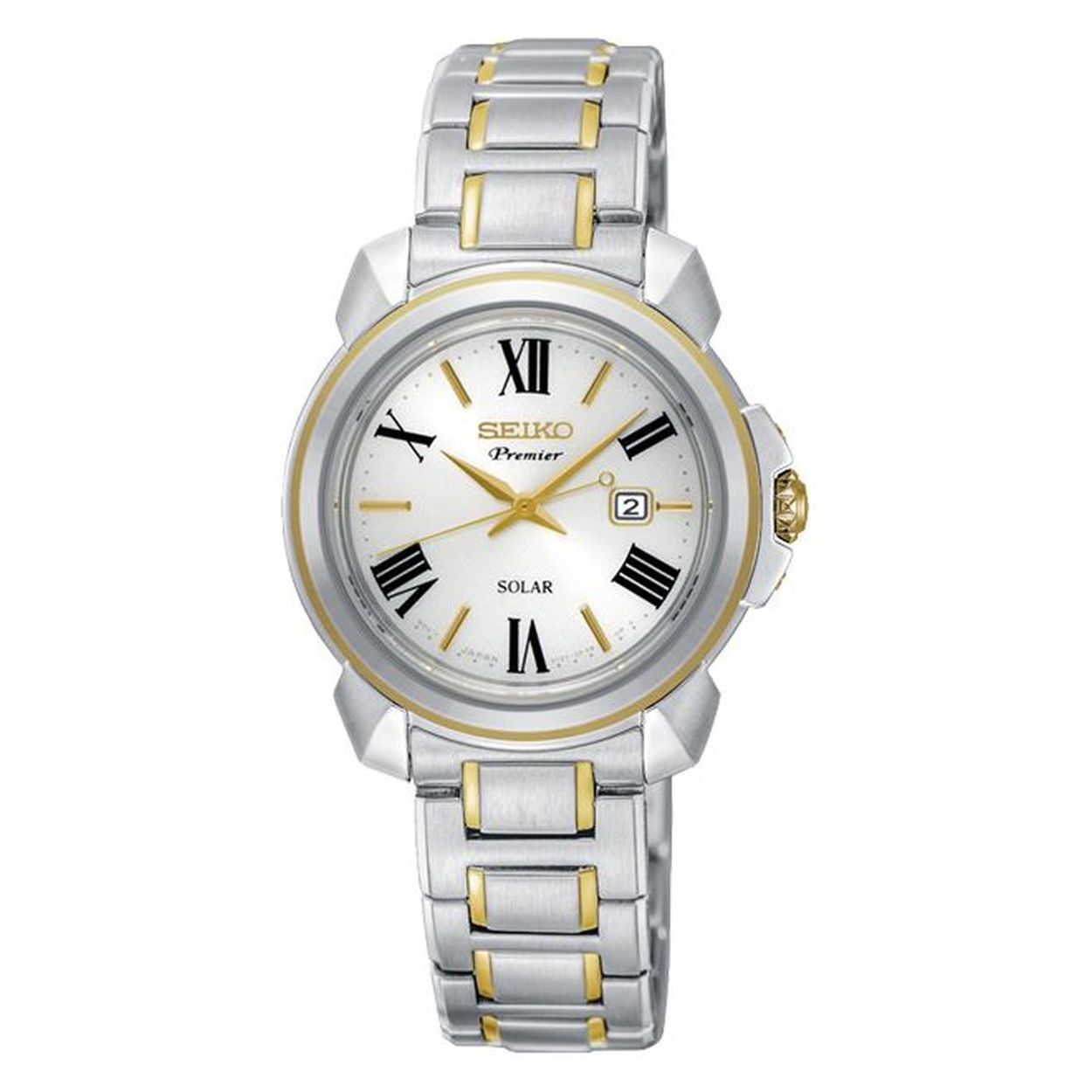 Seiko Premier Solar SUT346P1 horloge dames - bicolor - edelstaal
