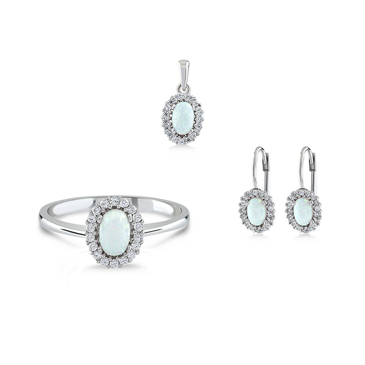 Bijpasende oorsieraden en ring verkrijgbaar