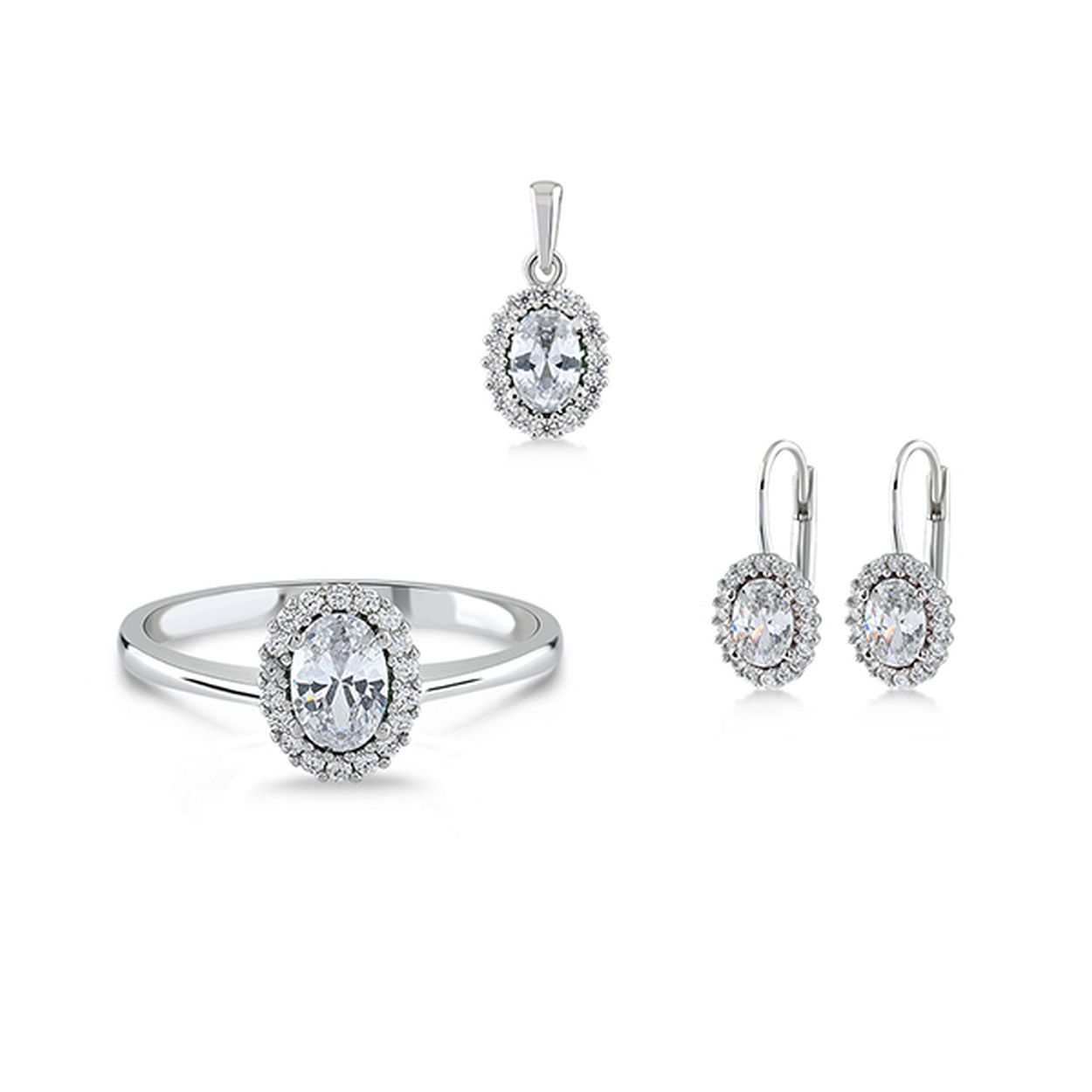 Deze hanger is van het merk Swing Jewels. Het is een damessieraad gemaakt van zilver met zirkonia. Er zijn bijpassende oorsieraden en een ring. 