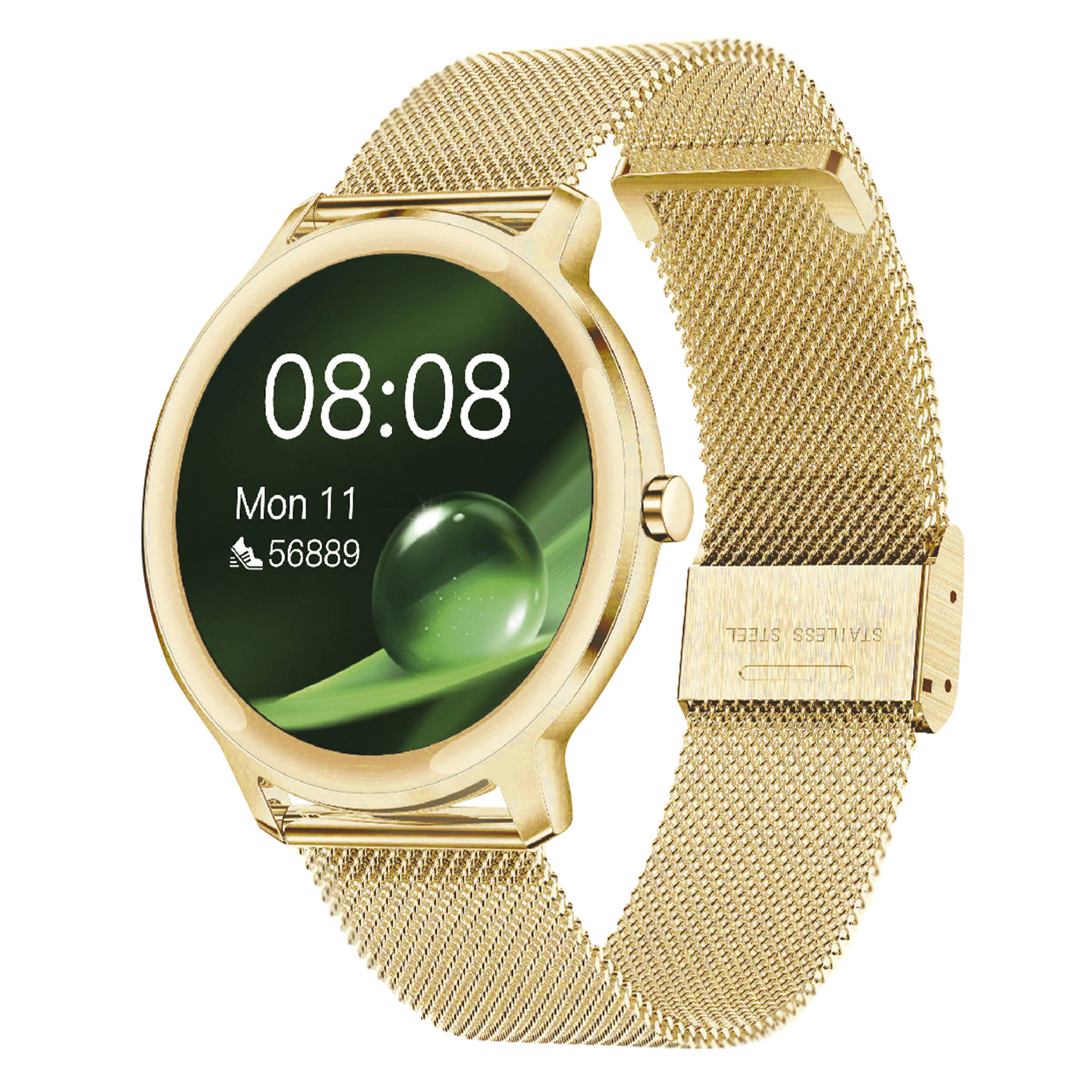 SMARTY2.0 SW018H Smartwatch Goudkleurig 42mm
Dit Smarty Smartwatch horloge met nr: SW018H is een stap in de toekomst. Het horloge heeft een goudkleurige kast van aluminium met een gorilla glas en aan de kast zit een goudkleurige milanese band met een druksluiting. Het horloge heeft een doorsnee van 42mm en is spatwaterdicht. Het horloge is sportief, stijlvol, maar zeker gebruiksvriendelijk. Om door apps, berichten en tekst te bladeren hoeft je alleen maar op het glas te tikken of op de knop te drukken. 

Merk:
SMARTY2.0
Smartwatches verbinden je met de wereld. 
SMARTY2.0 biedt een brede keuze aan vormen en functionaliteiten. Een ronde of rechthoekige smartwatch? Eentje voor de smalle pols? Een ladies watch of een kids watch?  SMARTY2.0 heeft het allemaal.
De keuze qua functionaliteiten is onuitputtelijk: bluetooth bellen, stappenteller, hartslag- en bloeddrukmeter,  14 verschillende sporttrackers, menstruatie en ovulatie herinneringen, ingebouwde GPS, vind mijn smartphone en heel veel meer. Maak je eigen keuze.
Iedere SMARTY werkt zowel met iOS als met Android en is moeiteloos via een QR-code te koppelen met iedere mobiele telefoon. Misschien wel dé makkelijkste smartwatch voor iedereen.
SMARTY2.0 staat voor hoge kwaliteit in een betaalbaar prijssegment: € 79 - € 199.

Highlights:
- Geschikt voor Android iOS  
- De Smartwatch heeft Bluetooth call 
- Hoge batterij efficientie
- 24 uur hartritme meting
- Bevat smart music en mini games
- Door de verschillende meters en tellers is het mogelijk om onder andere de hartslag, stappen, snelheid, slaap, luchtdruk, stress, hoogte- en diepte te meten
- D.m.v. de ingebouwde GPS, is het mogelijk om offline te navigeren en achteraf je route terug te kijken (zonder dat de telefoon in de buurt is)
- Spatwaterdicht