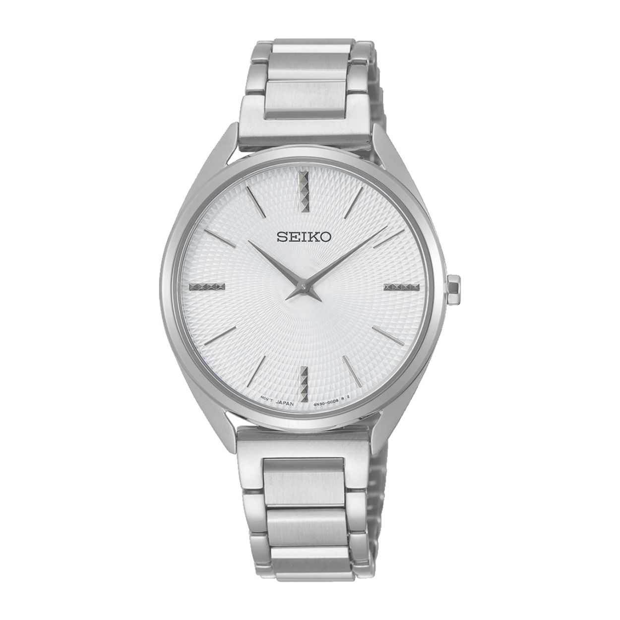 Dit dameshorloge is van het merk Seiko. Het is een analoog horloge gemaakt van leer. De diameter van de kast is 29 mm en de kast is 8 mm dik.
De verdere specificaties van het horloge zijn als volgt:
Glassoort: saffier glas
Bandbreedte: 14
Kastmateriaal: staal
Waterdichtheid:  ATM
Techniek: quartz