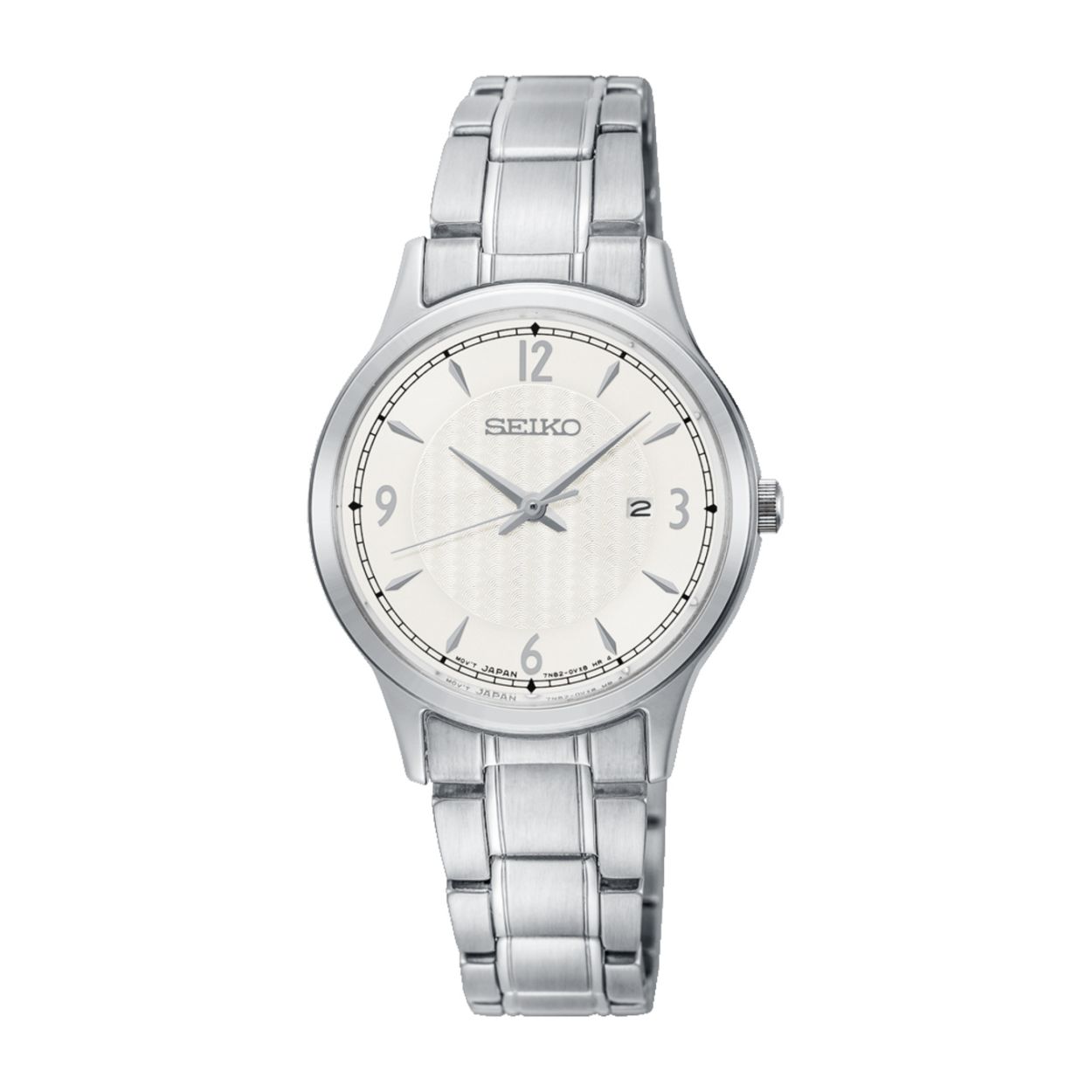 Dit dameshorloge is van het merk Seiko. Het is een analoog horloge gemaakt van leer. De diameter van de kast is 28.4x18.9 mm en de kast is  mm dik.
De verdere specificaties van het horloge zijn als volgt:
Glassoort: hardlex mineraal glas
Bandbreedte: 
Kastmateriaal: staal
Waterdichtheid: 3 ATM
Techniek: quartz