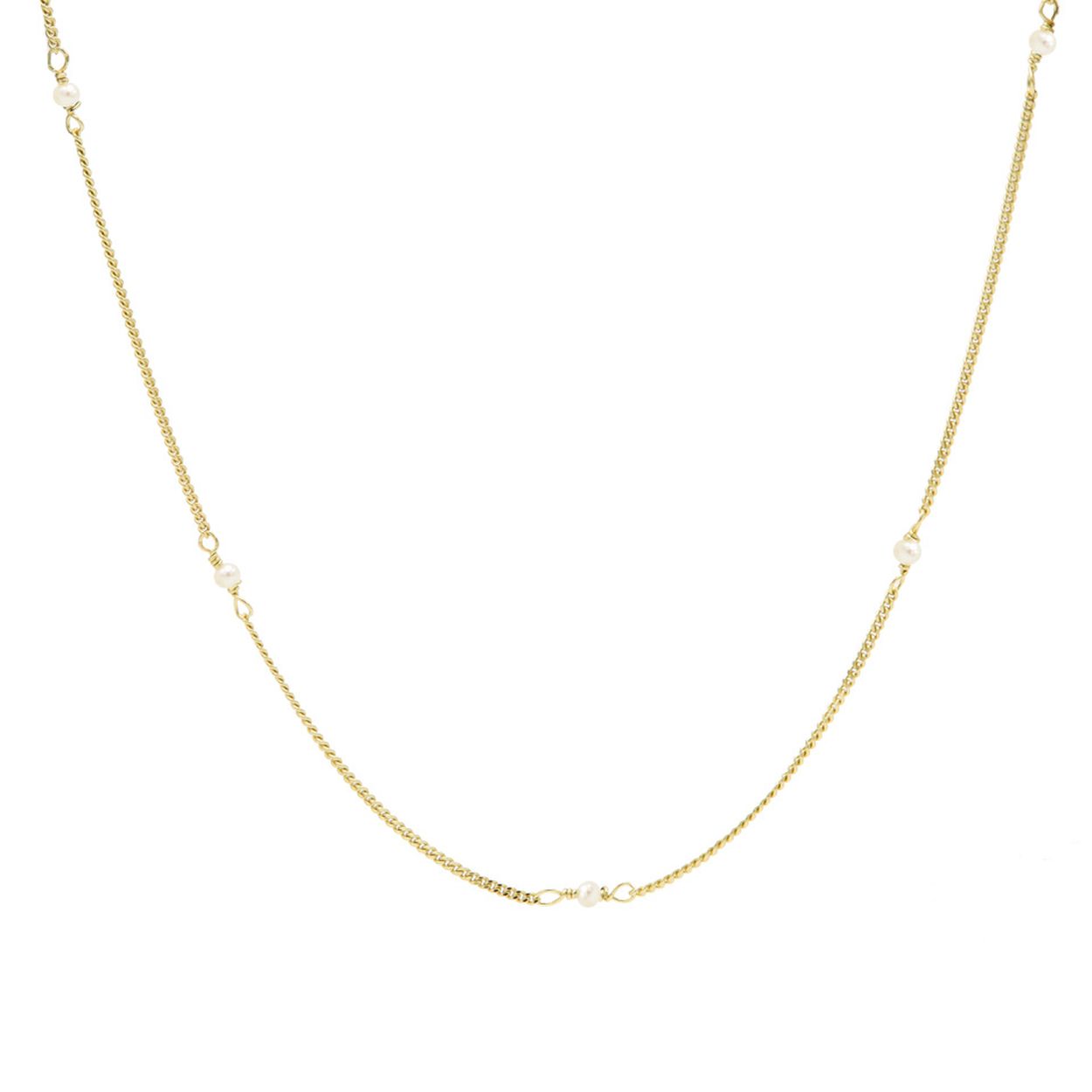 Karma zilveren collier, geel verguld Tiny Pearls Goldplated