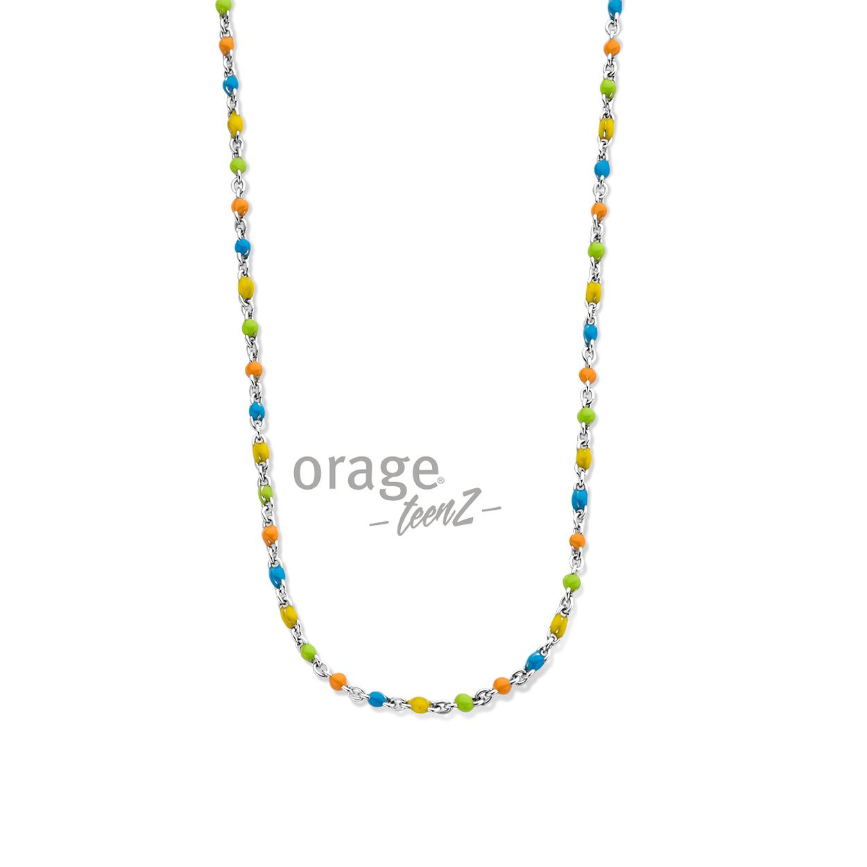 T647 Ketting geel oranje groen 925 rh (V/14)