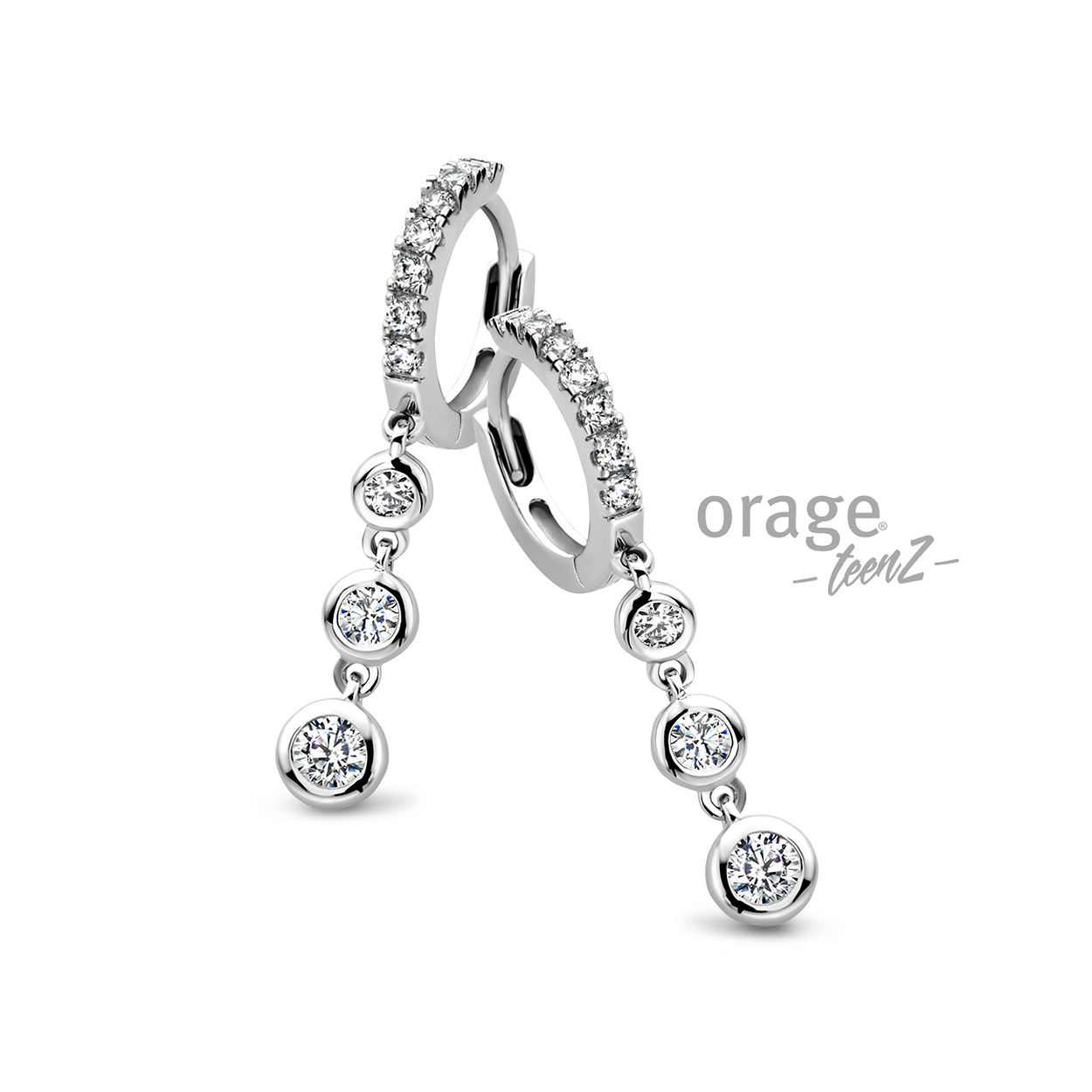 Zilveren oorrringen met hanger van het merk Orage Teenz
Voor tieners of dames.
