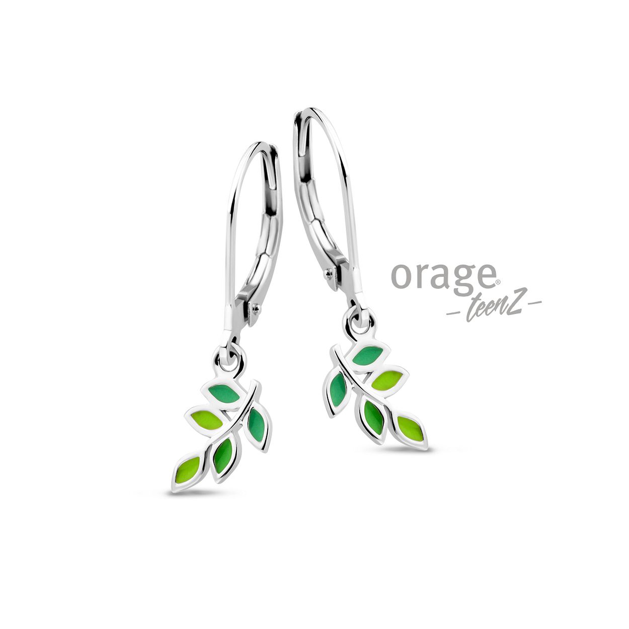 T686 Oorslingers blaadje groen 925 rh (V/16)