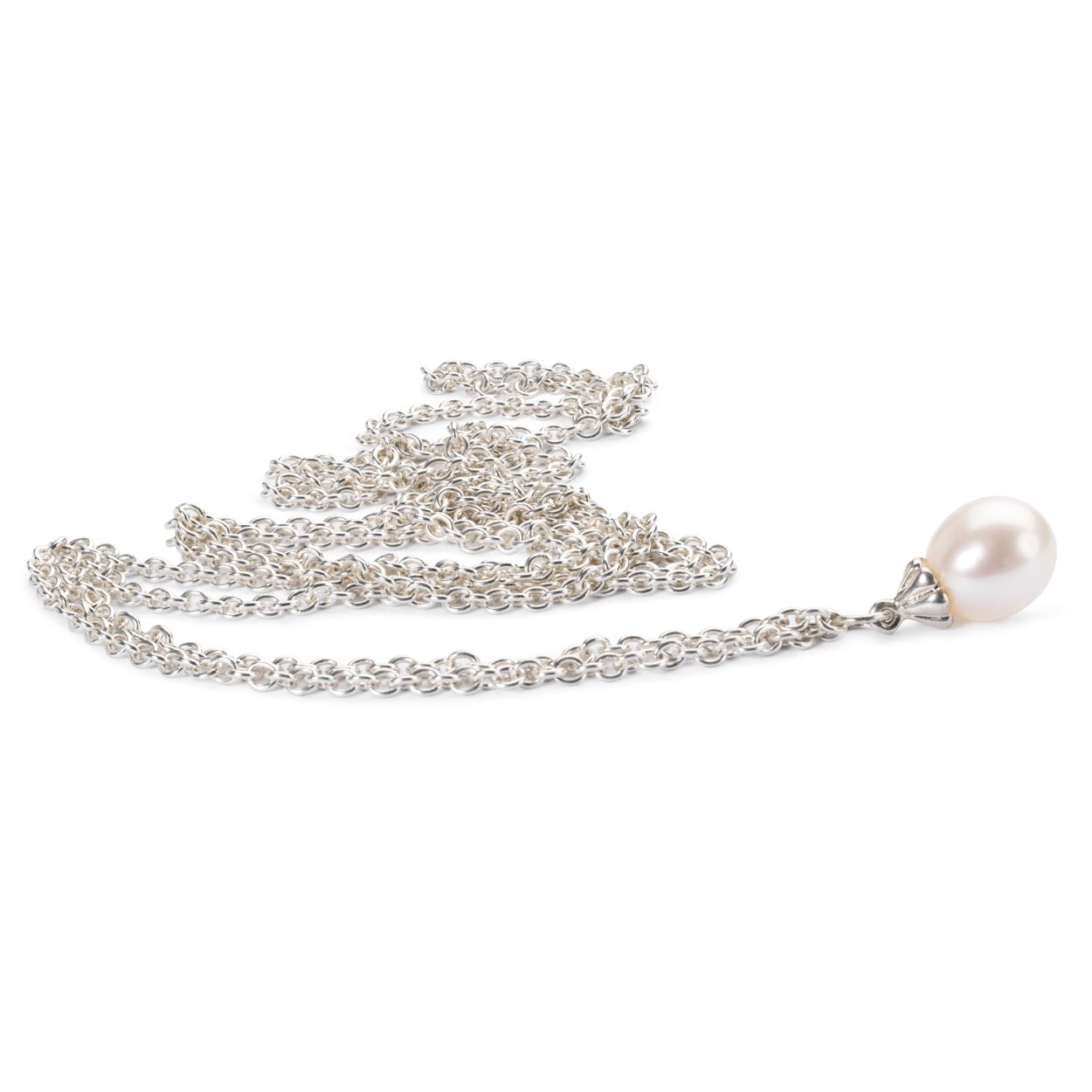 Sterling zilveren collier met parel gepolijst 90 cm
