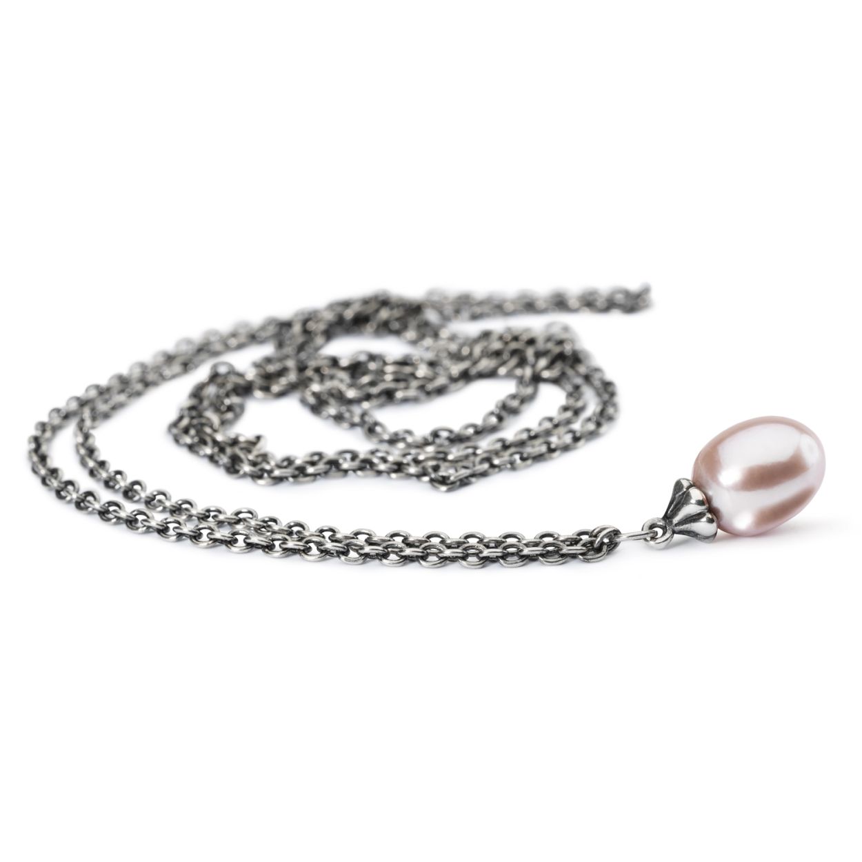 Sterling zilveren collier met roze parel [100 cm]