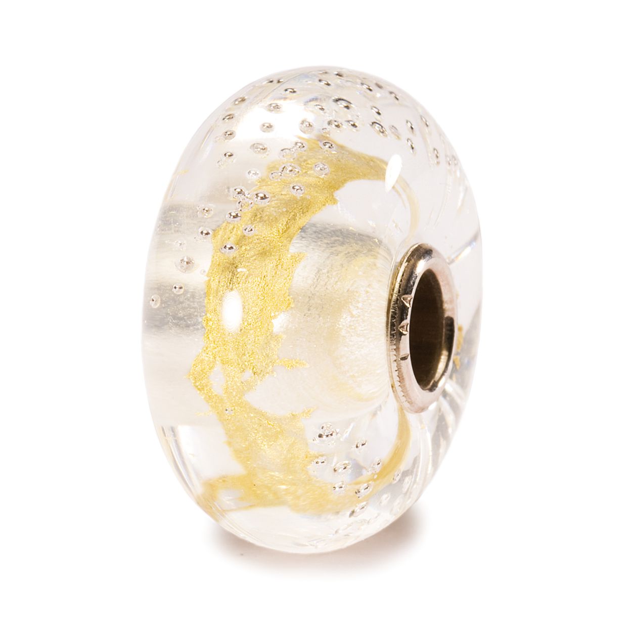 Trollbeads Zilverspoor, goud: De fijne zilveren druppeltjes op een achtergrond van zuiver goud vormen de basis van deze feestelijke kraal.