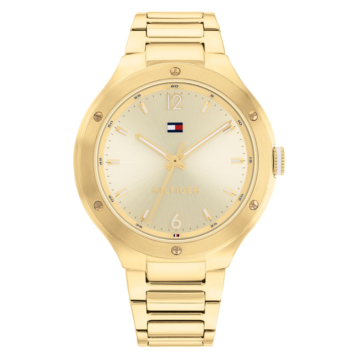 Tommy Hilfiger TH1782477 Horloge Dames Staal Goudkleurig 38mm
Dit unieke horloge van Tommy Hilfiger met artikelnr: TH1782477 is een casual horloge. Het stalen dameshorloge heeft een ronde goudkleurige kast met een gladde goudkleurige bezel met schroefjes. Op de goudkleurige wijzerplaat zijn lumibrite streepjes en cijfers als uurs-aanduiding. Het horloge heeft een goudkleurige stalen schakelband met vouwsluiting een mineraalglas een doorsnee van 38mm en is 5 ATM.  Het horloge heeft een sportief chique uitstraling voor de echte Tommy klant.  

Het merk: 
Sinds de lancering van het merk in 1985 is Tommy Hilfiger wereldwijd bekend geworden als pionier van de klassieke Amerikaanse coole stijl. Ge�nspireerd door de iconische popcultuur en het Amerikaanse erfgoed. De dames en herencollectie van dit seizoen bestaan uit minimalistische silhouetten en rustieke lederen details. De herenhorlogecollectie biedt iconische uurwerken met roestvrijstalen lederen en siliconen banden.
