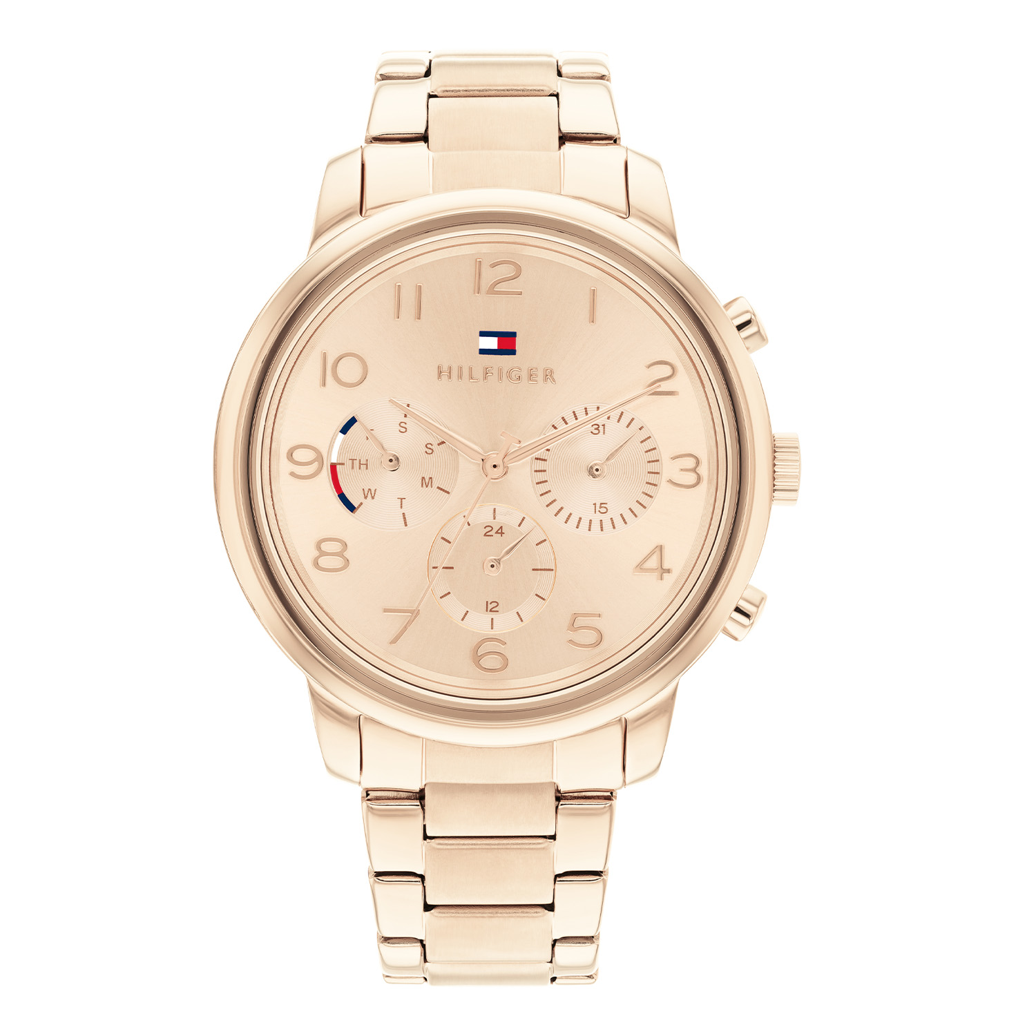 Dit stoere dameshorloge uit de Isabel collectie is helemaal roségoud-kleurig. Met duidelijke cijfers op de wijzerplaat is dit horloge goed af te lezen.

Op de Tommy Hilfiger horloges zitten standaard 2 jaar internationale garantie op het quartz uurwerk.