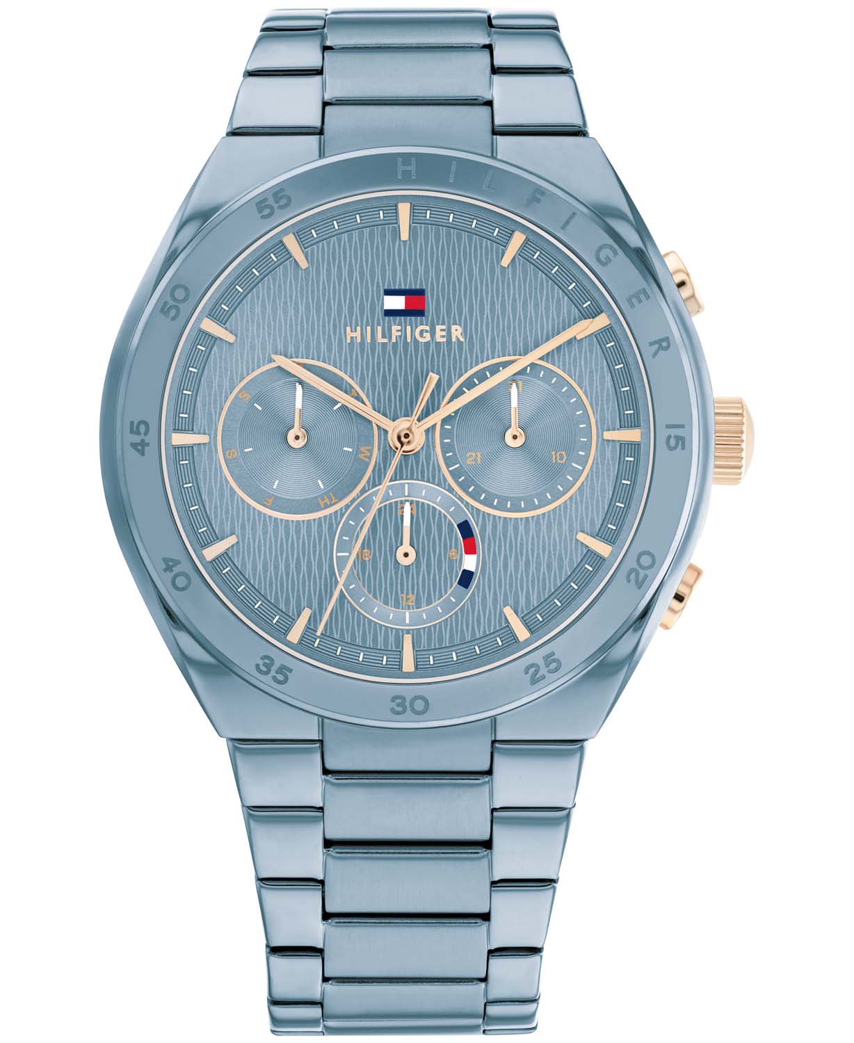 Tommy Hilfiger TH1782576 Horloge Dames Staal Blauw Schakelband 38mm
Dit specifieke horloge van Tommy Hilfiger met artikelnr: TH1782576 is een sportief dameshorloge die zeker in je collectie past. Het stalen dameshorloge heeft een ronde blauwe kast met een gladde bezel met daarop de merknaam en een blauwe wijzerplaat met dag, - datum,- en 24-uursaanduiding. De blauwe schakelband is op lengte verstelbaar en heeft een vouwsluiting. Het horloge heeft een mineraalglas, een doorsnee van 38mm en is 3 ATM.  

Het merk:
Sinds de lancering van het merk in 1985 is Tommy Hilfiger wereldwijd bekend geworden als pionier van de klassieke Amerikaanse coole stijl. Geïnspireerd door de iconische popcultuur en het Amerikaanse erfgoed. De dames en herencollectie van dit seizoen bestaan uit minimalistische silhouetten en rustieke lederen details. De herenhorlogecollectie biedt iconische uurwerken met roestvrijstalen, lederen en siliconen banden.

Specificaties:
- Mineraalglas
- Ronde kast 38mm
- Blauwe horlogekast
- Blauwe wijzerplaat
- Blauwe schakelband 
- 3 ATM