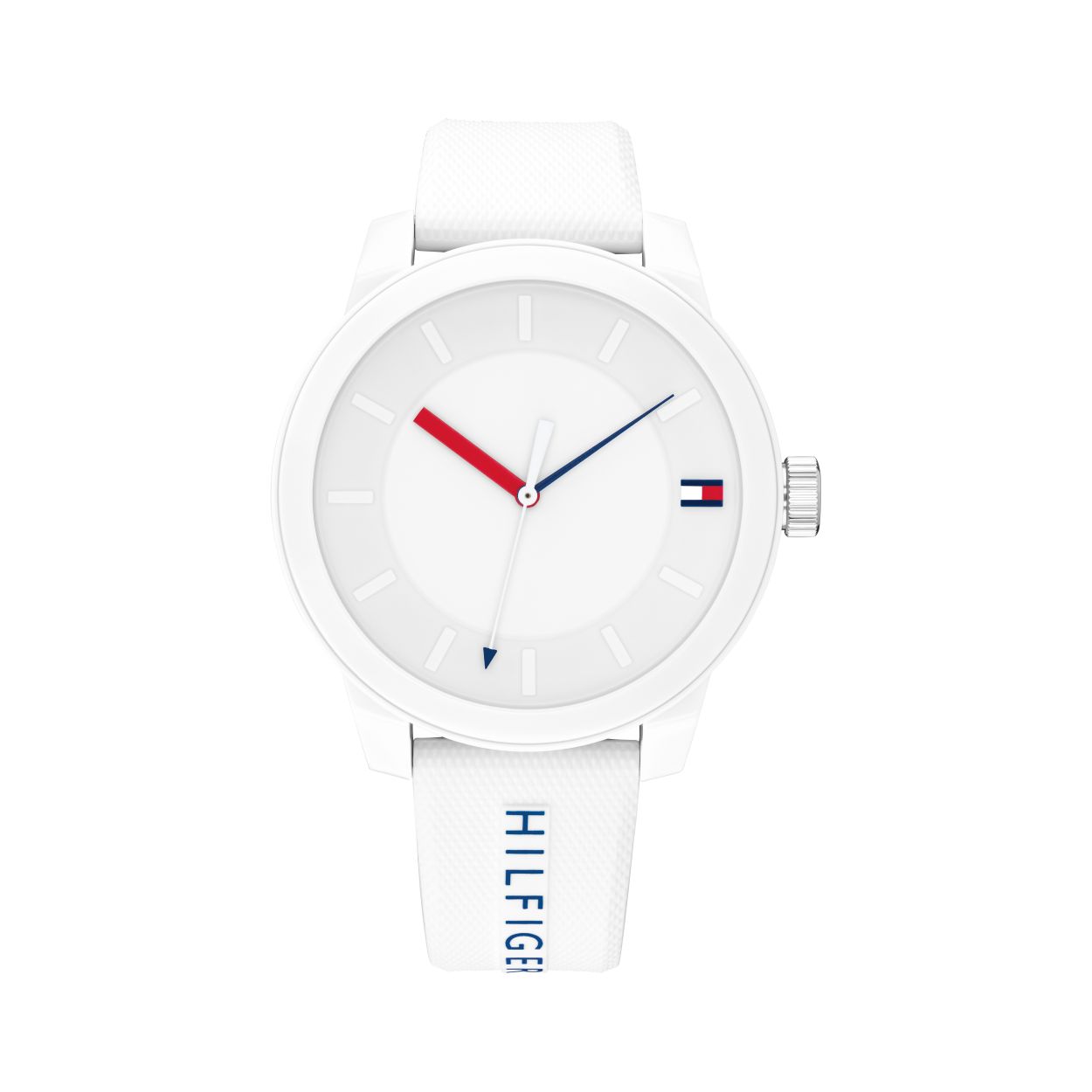 Dit sportieve heren horloge is van Tommy Hilfiger. Het horloge is voorzien van een silicone band en een semigloss wijzerplaat. Het horloge is een analoog. De diameter van de horlogekast is 44 mm en de hoogte 10.60 mm. Het horloge is 3 ATM waterdicht. We leveren het horloge met 2 jaar garantie.

HET MERK
Tommy Hilfiger is wereldwijd een van de grootste designer lifestyle merken en is internationaal bekend om haar classic American cool stijl. De horloges zijn voor dames en heren met een eigen stijl, die niet bang zijn om dit aan de wereld te laten zien.

SPECIFICATIES
- Mineraal glas
- Ronde kastvorm 44 mm
- Hoogte horlogekast is 10.60 mm
- Waterdicht: 3 ATM 
- Witte horlogekast
- Witte semigloss wijzerplaat
- Witte horlogeband