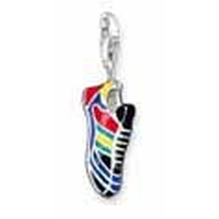 Voetbalschoen bedel gemaakt van 925 Sterling zilver met karabijnsluiting. De bedel is voorzien van rijke kleuren, zoals geel, rood, blauw, zwart en wit glazuur.