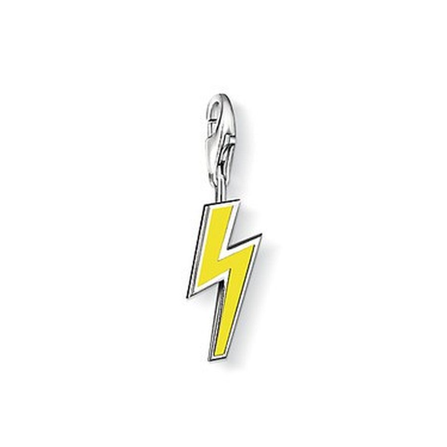 Bliksemschicht bedel met karabijnsluiting in 925 Sterling zilver. Met neon geel glazuur. Pop-icoon voor de zomer: The neon lightning. Wilt u deze bedel aan een zilveren, leren of satijnen collier dragen? Dan heeft u ook een verbindingsring nodig, zodat de bedel netjes hangt.