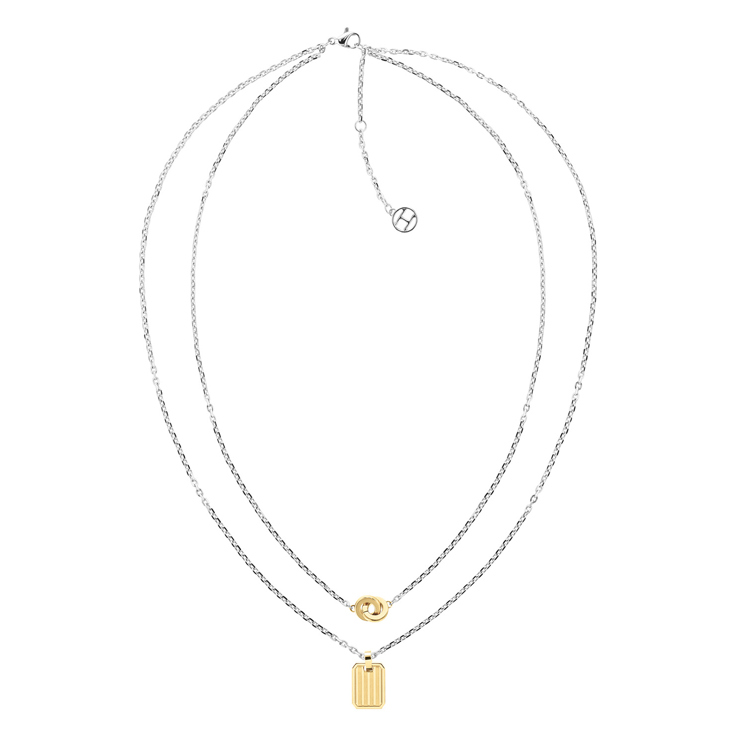 Tommy Hilfiger Jewels TJ2780691 Ketting Bi-color Dames 55cm
Deze unieke ketting van Tommy Hilfiger van de jewelry serie met nr: TJ2780691 is een opvallend model. De zilverkleurige jasseron schakel ketting bestaat uit verschillende 2 lengtes. De langste ketting heeft een goudkleurig plaatje als hanger en de kortere lengte heeft 2 goudkleurige in elkaar gestrengelde cirkels. De totale lengte is 55 cm. Leuk te combineren met de oorbellen en armband uit dezelfde serie.

Het merk:
Tommy Hilfiger is wereldwijd &eacute;&eacute;n van de grootste designer lifestyle merken en is internationaal bekend om haar classic American cool stijl. De sieraden zijn voor dames en heren met een eigen stijl, die niet bang zijn om dit aan de wereld te laten zien.

Specificaties:
- Artikelnr: TJ2780691
- Goudkleurige ketting
- Materiaal: Staal 
- Totale lengte 55cm
- Dames sieraad