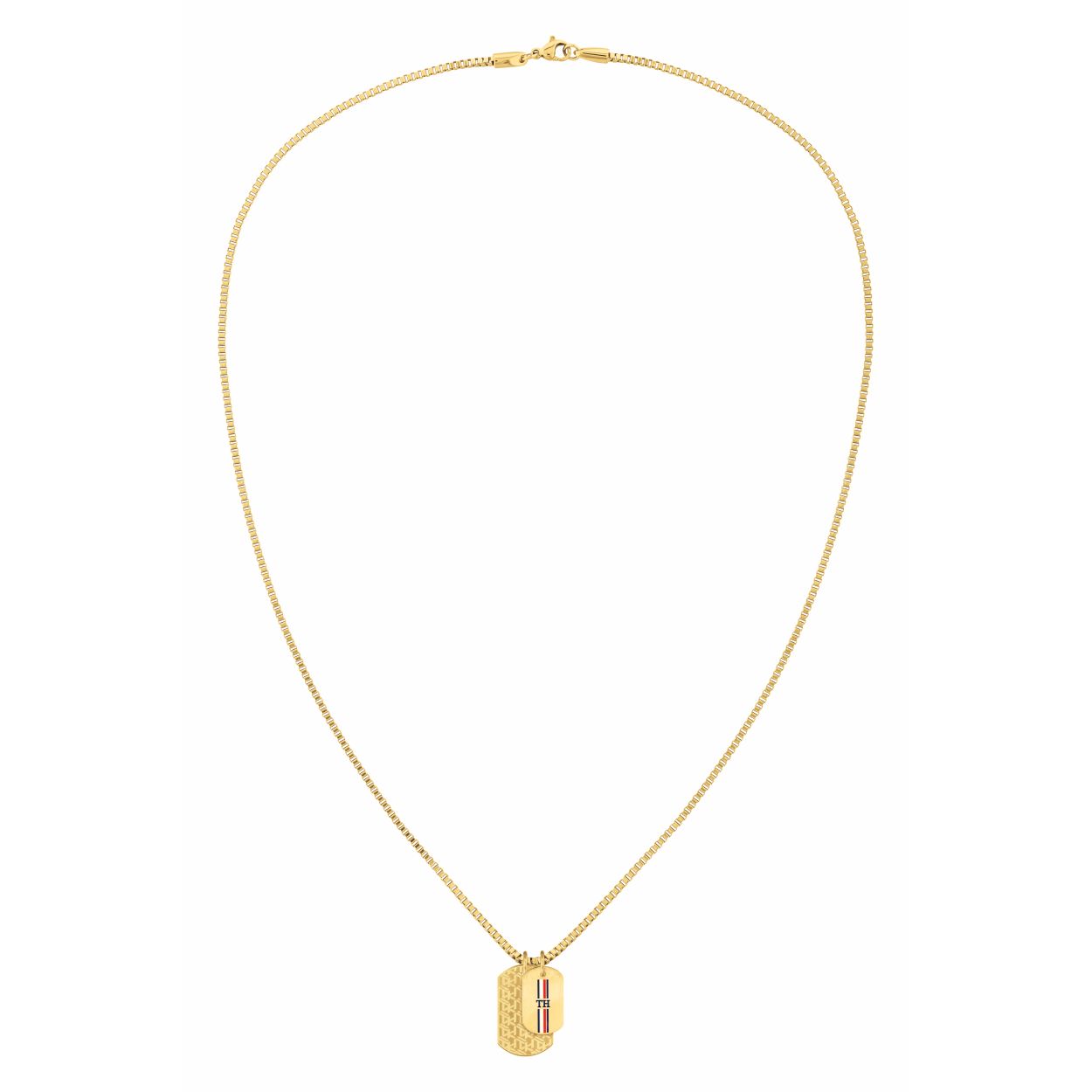 Dit goudkleurige heren collier is van Tommy Hilfiger. Het collier bestaat uit fijne schakels met twee dog tag hangers waarvan een hanger gematteerd is en een hanger voorzien is van het logo van Tommy Hilfiger. De lengte van het collier is 60cm.

HET MERK
Tommy Hilfiger is wereldwijd een van de grootste designer lifestyle merken en is internationaal bekend om haar classic American cool stijl. De sieraden zijn voor dames en heren met een eigen stijl, die niet bang zijn om dit aan de wereld te laten zien.

SPECIFICATIES
- Fijne schakelketting
- Goudkleurig
- Lengte: 60 cm
- Karabijnsluiting
