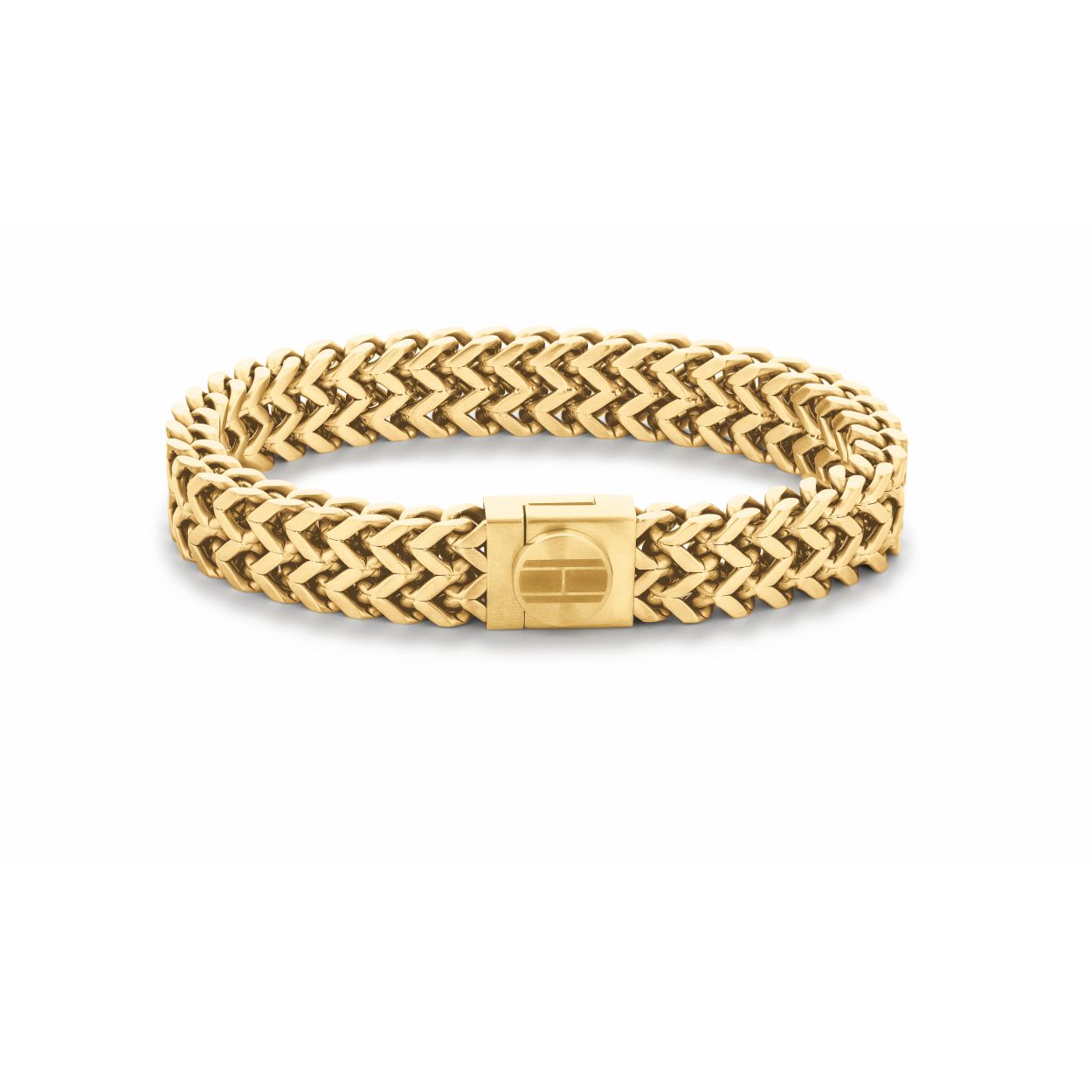 Tommy Hilfiger Jewels TJ2790246 Armband Heren Staal Goudkleurig 19,5cm
Deze unieke armband van Tommy Hilfiger van de jewelry serie met nr: TJ2790246 is een stoer chique model. De goudkleurige stalen schakelarmband heeft een fantasie schakel en een magneet sluiting met het Tommy logo erop. Dit geeft een stoer geheel. De totale lengte van deze armband is 19,5cm.

Het merk:
Tommy Hilfiger is wereldwijd één van de grootste designer lifestyle merken en is internationaal bekend om haar classic American cool stijl. De sieraden zijn voor dames en heren met een eigen stijl, die niet bang zijn om dit aan de wereld te laten zien.

Specificaties:
- Goudkleurige armband
- Materiaal: Staal
- Totale lengte 19,5cm
- Heren sieraad