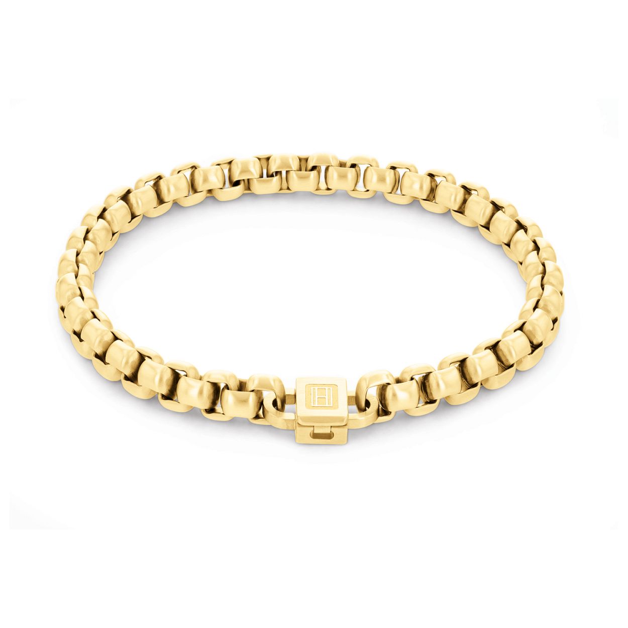 Tommy Hilfiger Jewels TJ2790368 Armband Staal Heren Goudkleurig 205cm
Deze unieke armband van Tommy Hilfiger van de jewelry serie met nummer TJ2790368 is een stoere en stijlvolle armband voor heren. De stalen goudkleurige gematteerde schakelarmband heeft ronde venetiaanse schakels en sluit dmv een klepsluiting. Op de platte sluiting is het Tommy logo gegraveerd. Geschikt voor de man die van stijl houdt en graag Tommy sieraden draagt. Leuk te combineren met andere armbanden van Tommy Hilfiger.    

Het merk
Tommy Hilfiger is wereldwijd een van de grootste designer lifestyle merken en is internationaal bekend om haar classic American cool stijl. De sieraden zijn voor dames en heren met een eigen stijl die niet bang zijn om dit aan de wereld te laten zien.

Specificaties
- Artikelnr TJ2790368
- Goudkleurige schakelarmband
- Materiaal Staal
- Lengte 205cm
- Heren sieraad