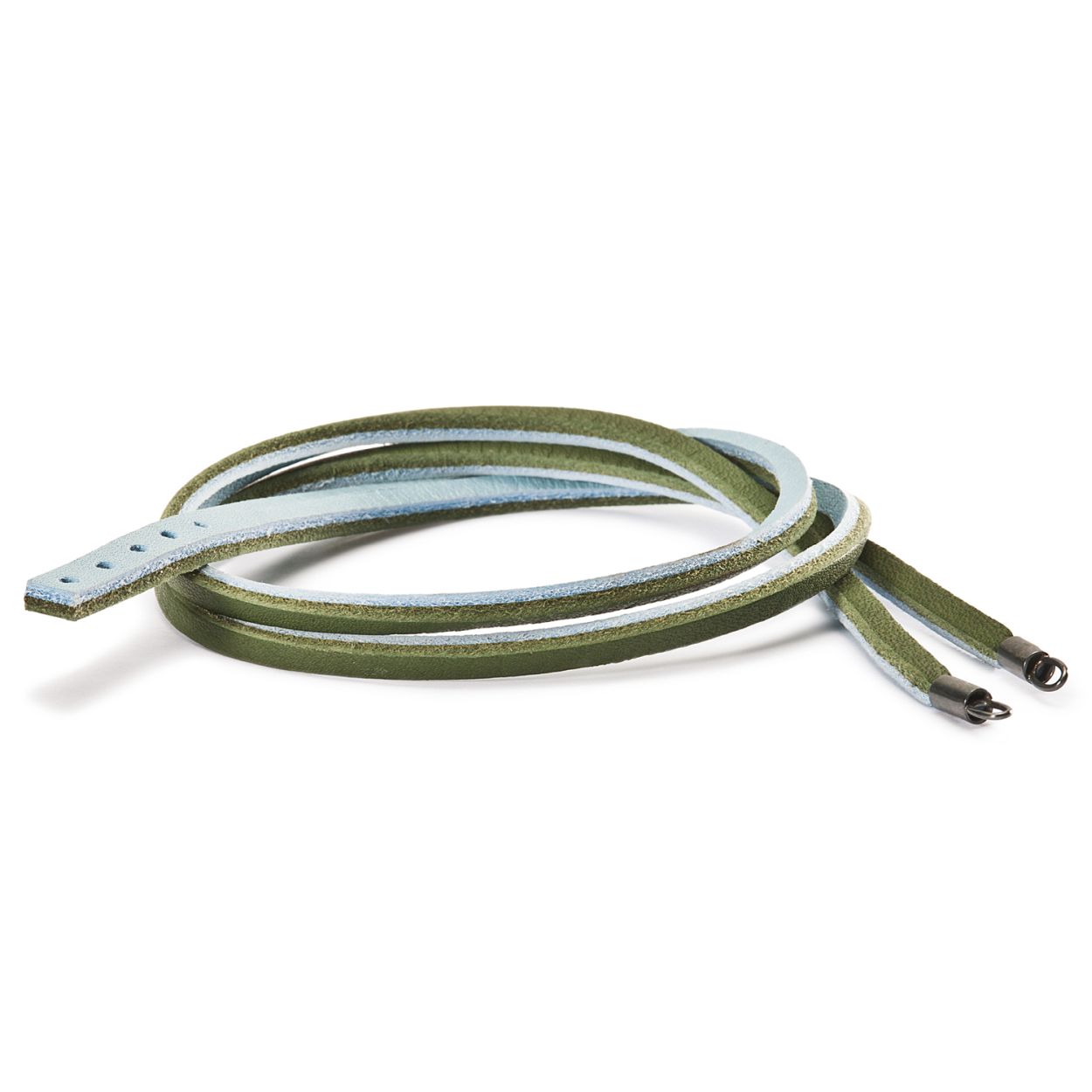 Leren armband lichtblauw/groen [41 cm]