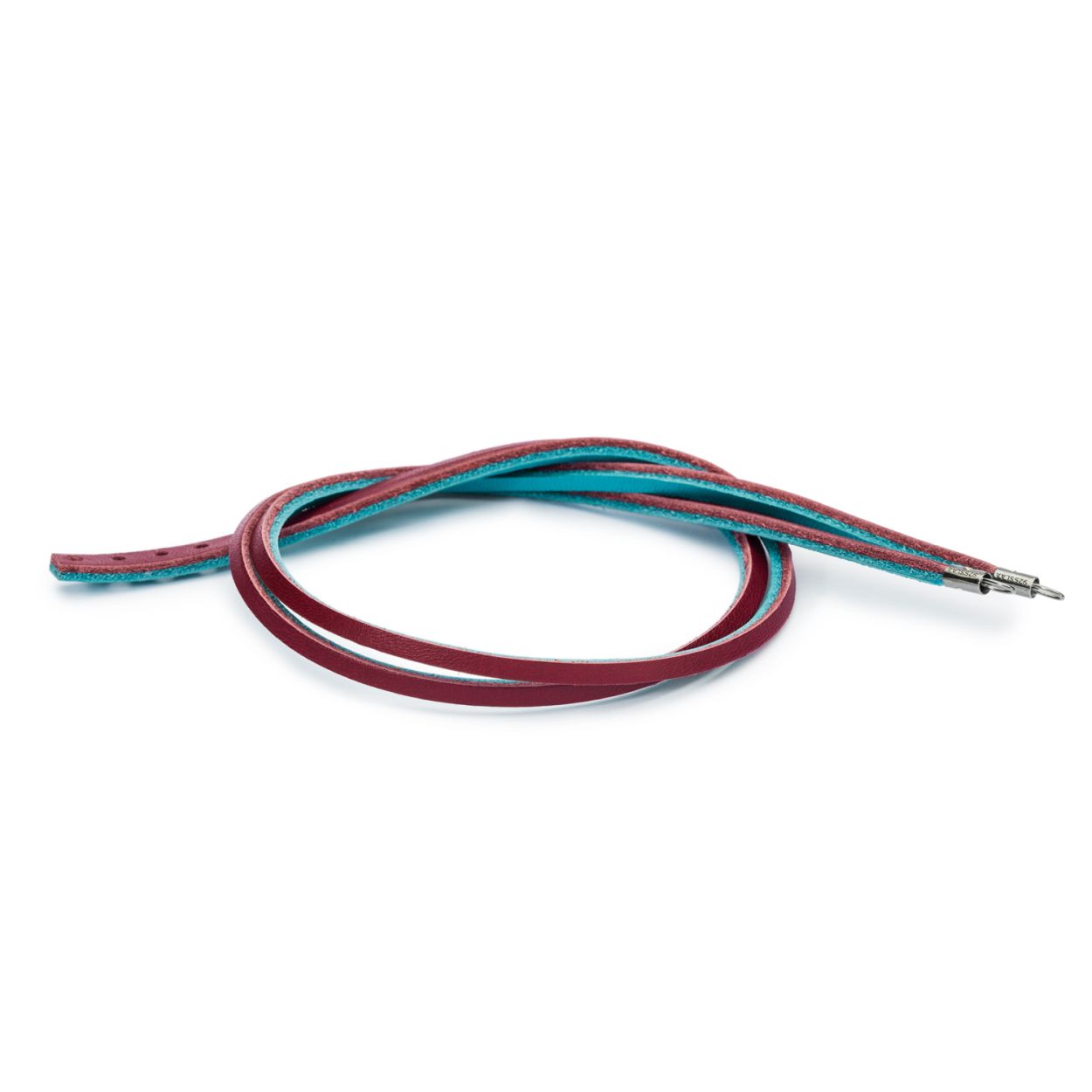 Leren armband turquoise/donkerrood [36 cm]