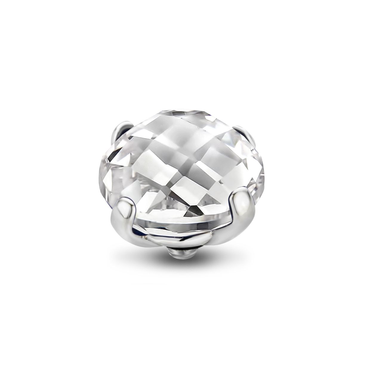 Melano - setting - Dames: Deze meddy is 12 mm groot en heeft een  facet geslepen zirkonia in de kleur crystal. Een mooie neutrale meddy  die je bij elke outfit of style kan dragen.

Verkrijgbaar in stainless steel, gold en rose gold
Levertijd: 1-4 werkdagen