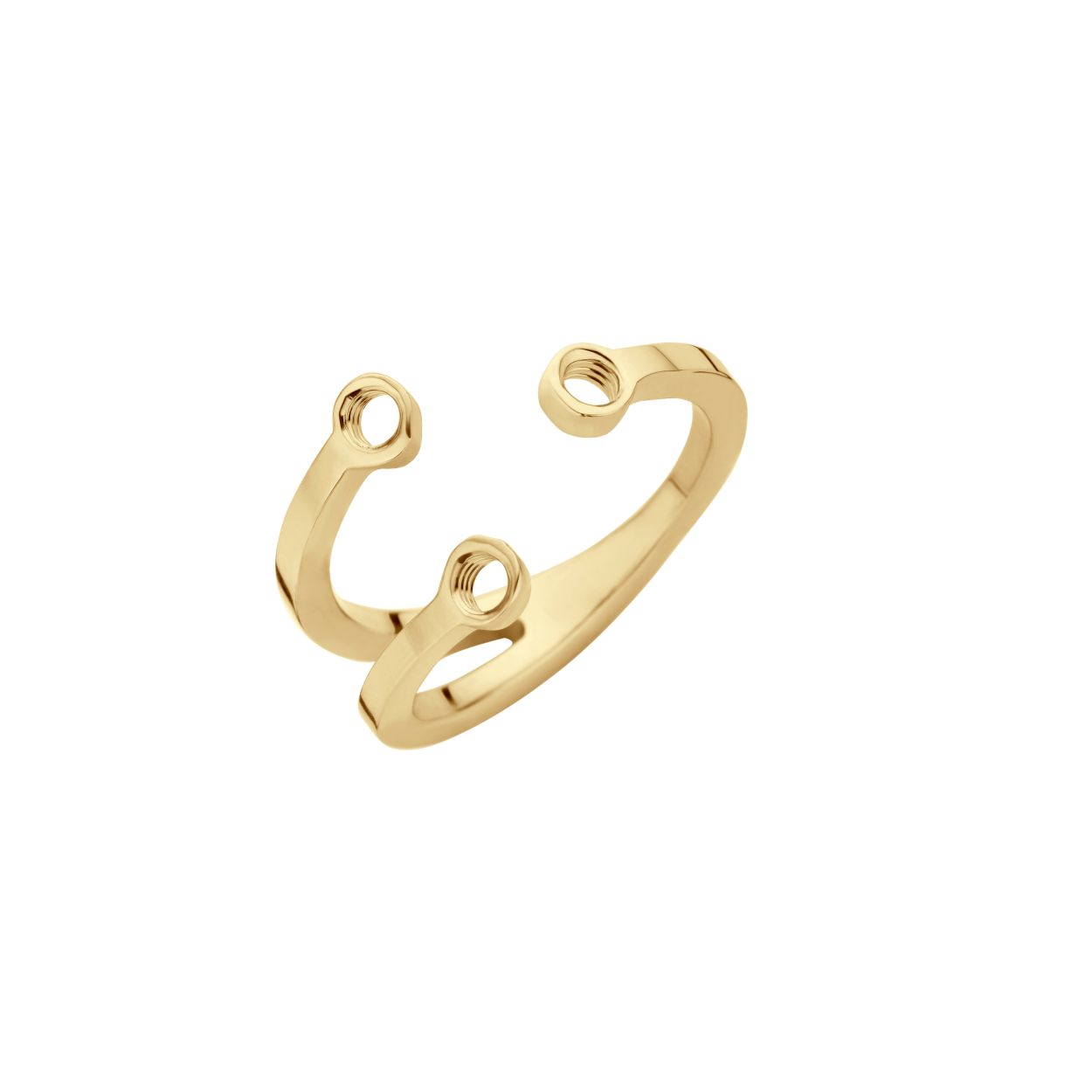 Melano twisted trio stone ring - goudkleurig - dames - maat 56