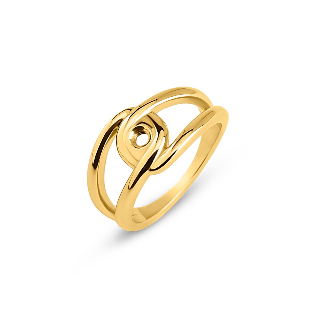 Dit is een goudkleurige ring uit de collectie Twisted in maat 50