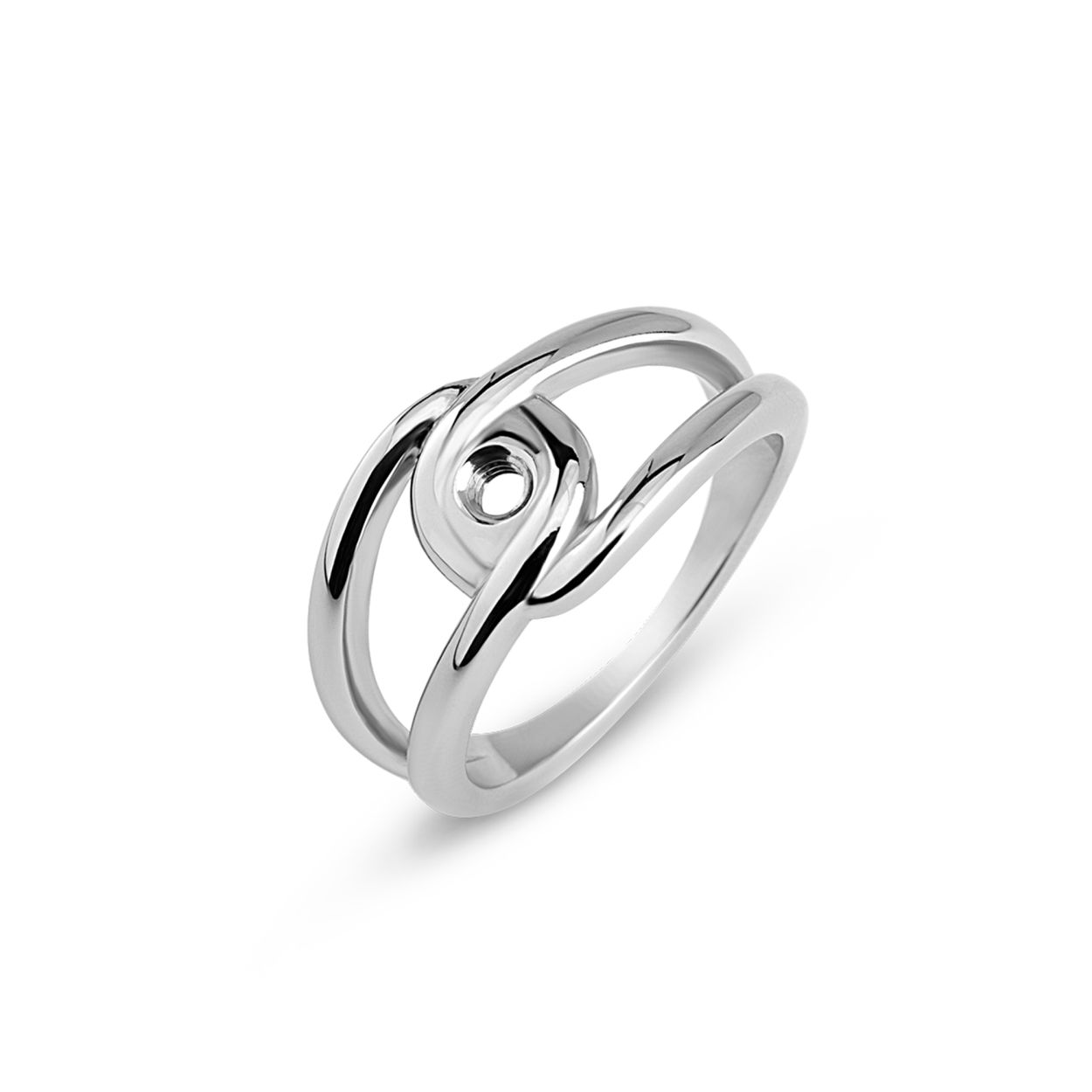 Dit is een zilverkleurige ring uit de collectie Twisted in maat 50